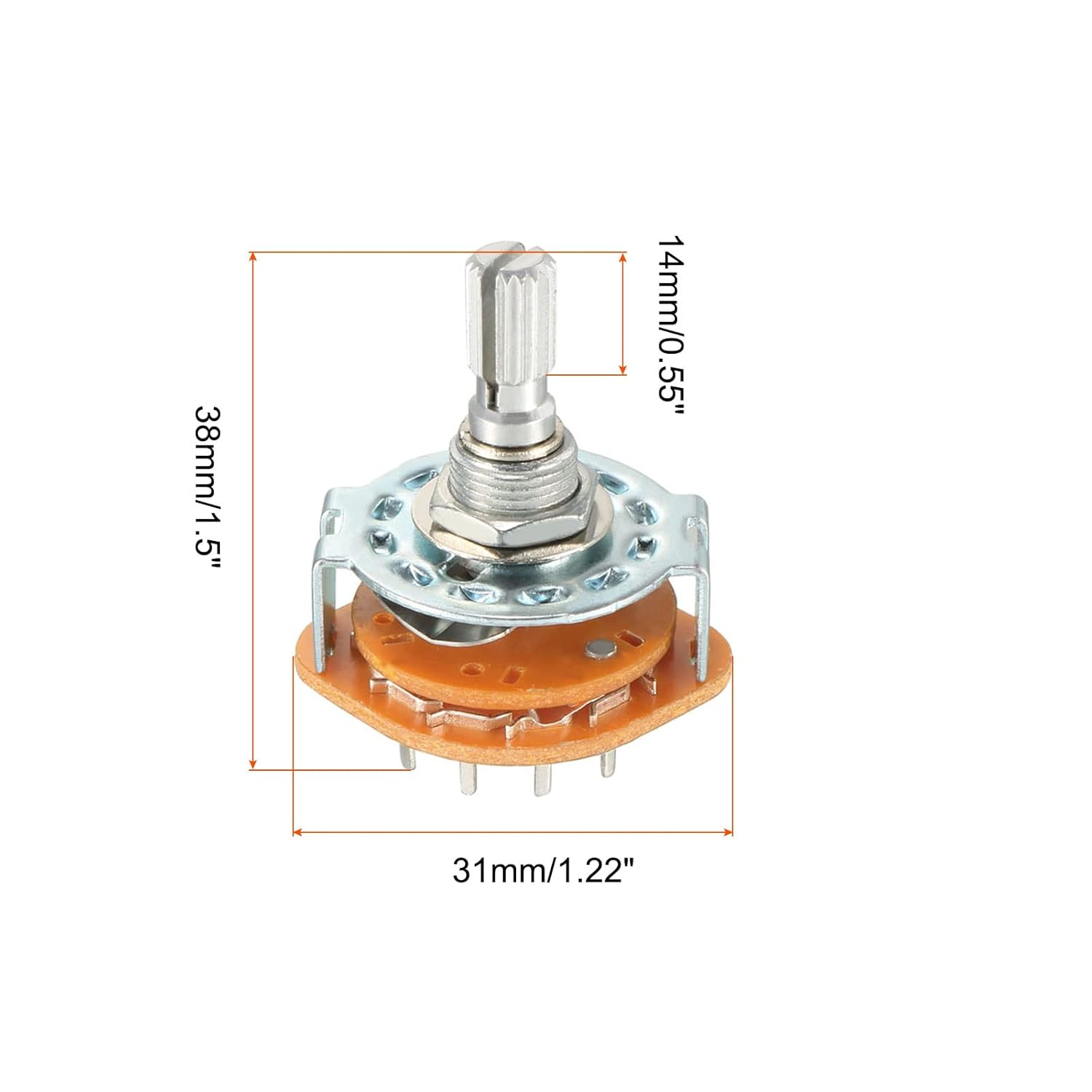 Interruptor giratorio selector de banda 1P4T 1 polo 4 posiciones, 1 cubierta para radio, TV, unidad de control de máquina industrial – 2 piezas