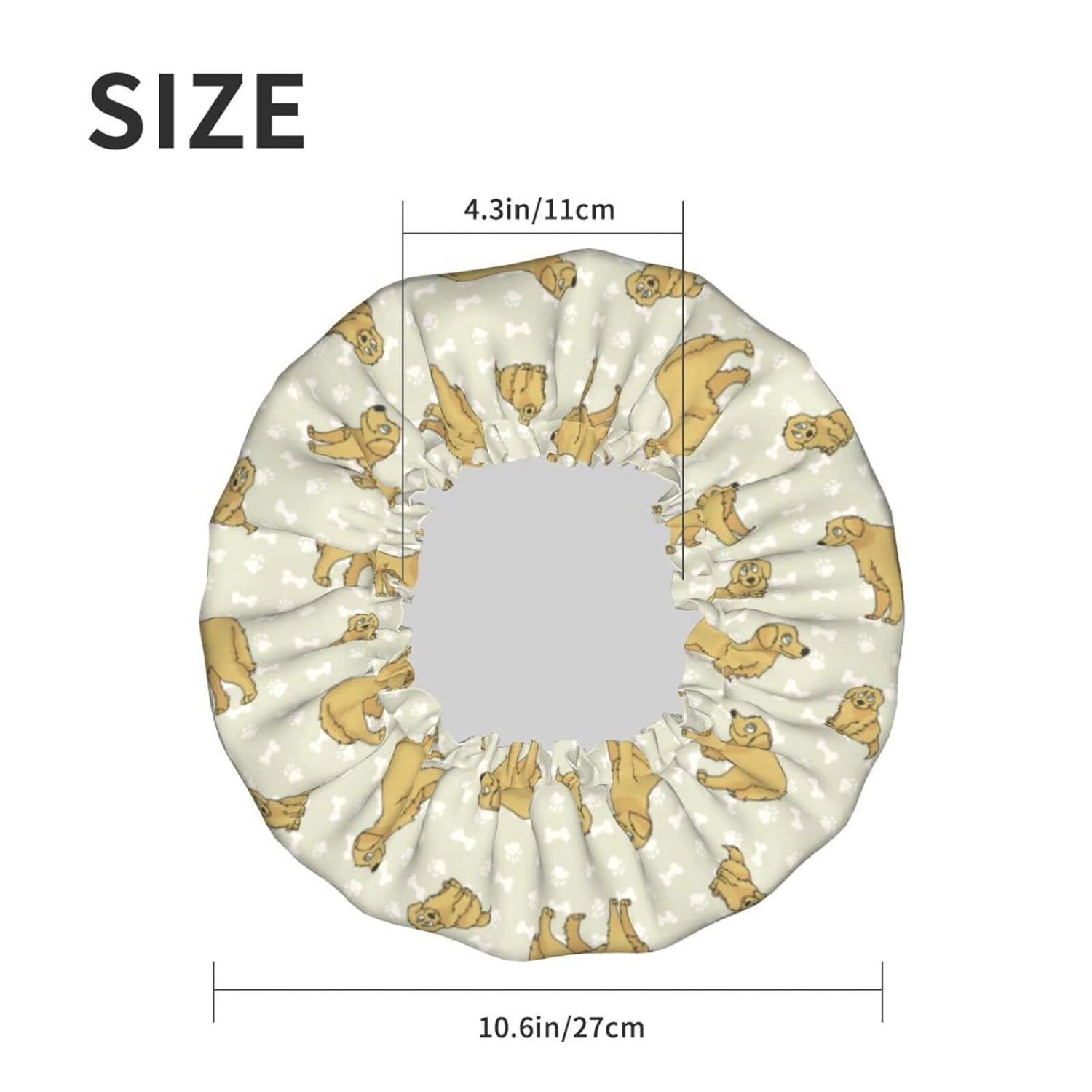 Golden Retriever Dogs Pattern Shower Caps Reusable Bath Cap Double Layers Waterproof Shower Cap for Women Long Hair