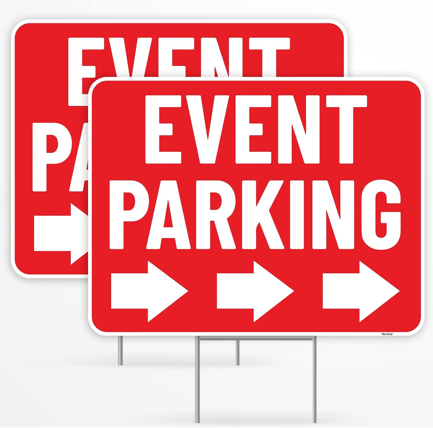 2 letreros de estacionamiento para eventos con estaca, 17 x 13 pulgadas, letreros de doble cara, plástico corrugado, señalización de eventos para