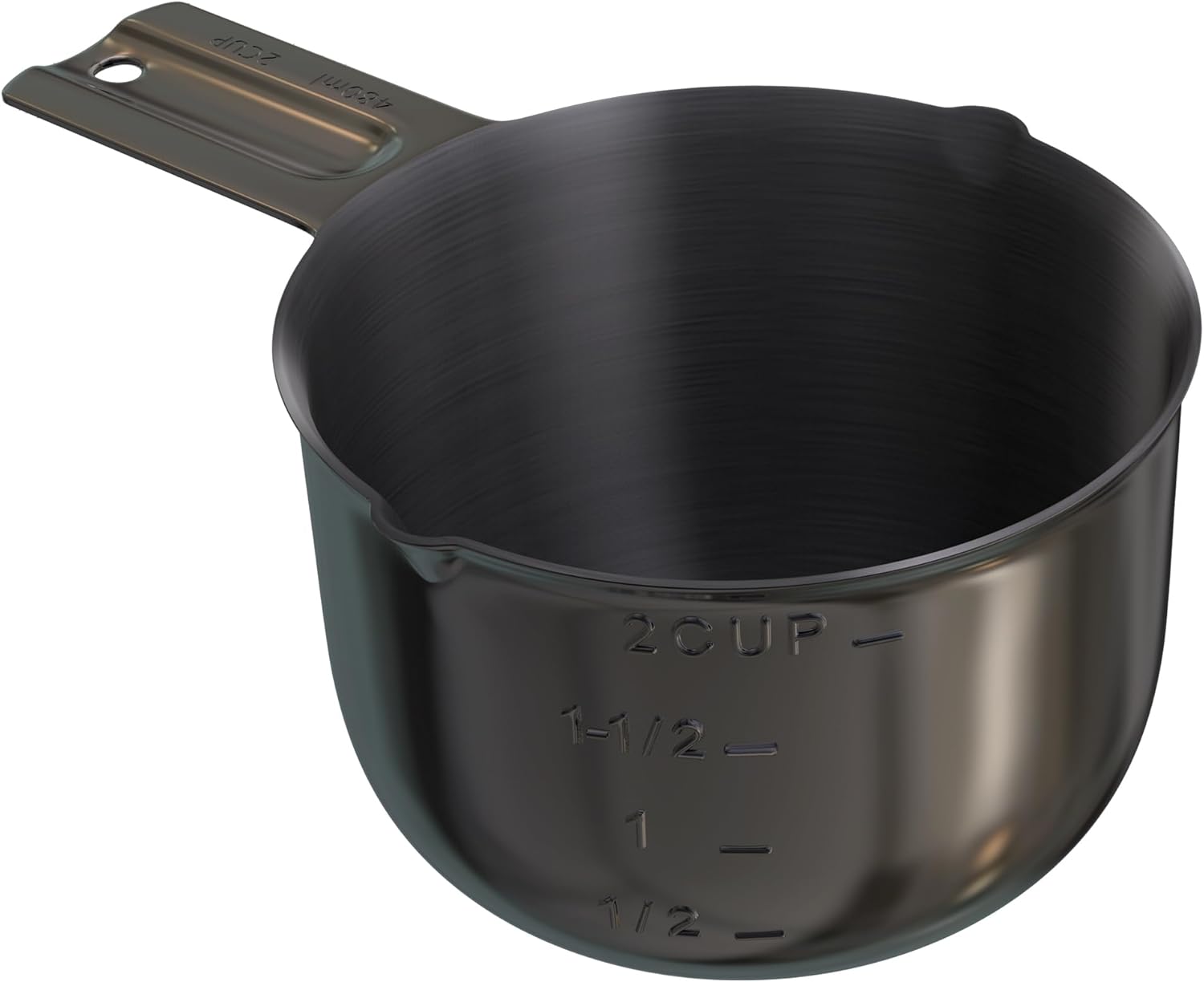 Color Up Taza medidora prémium de 2 tazas (16.2 fl oz), acabado negro de acero inoxidable, construcción de una pieza, apta para lavavajillas,
