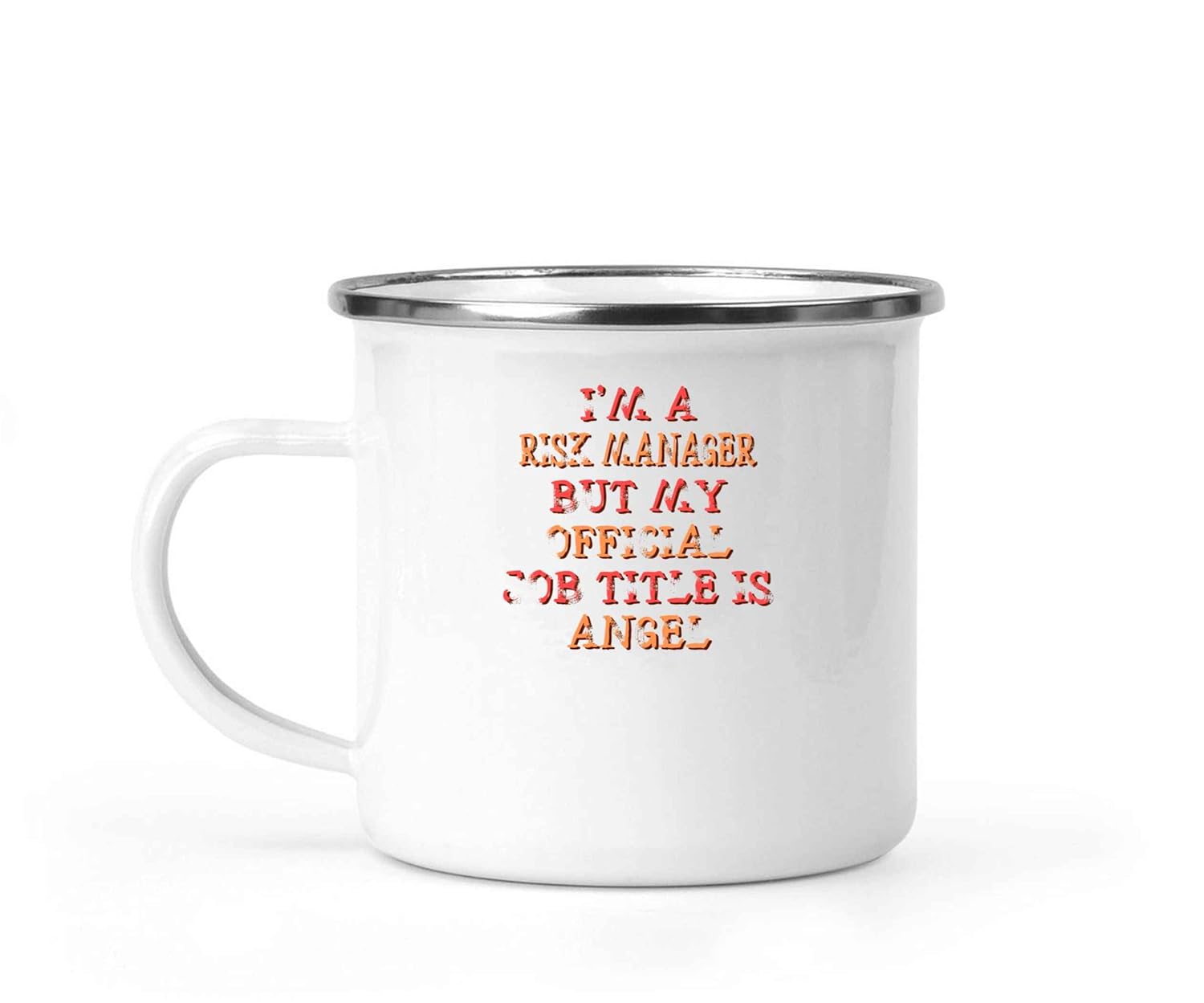 Risk Manager’s Gifts, Ideal for -in-law’s Year – Angel Joke, Funny 12 Oz White Stainless Steel Camping Mug