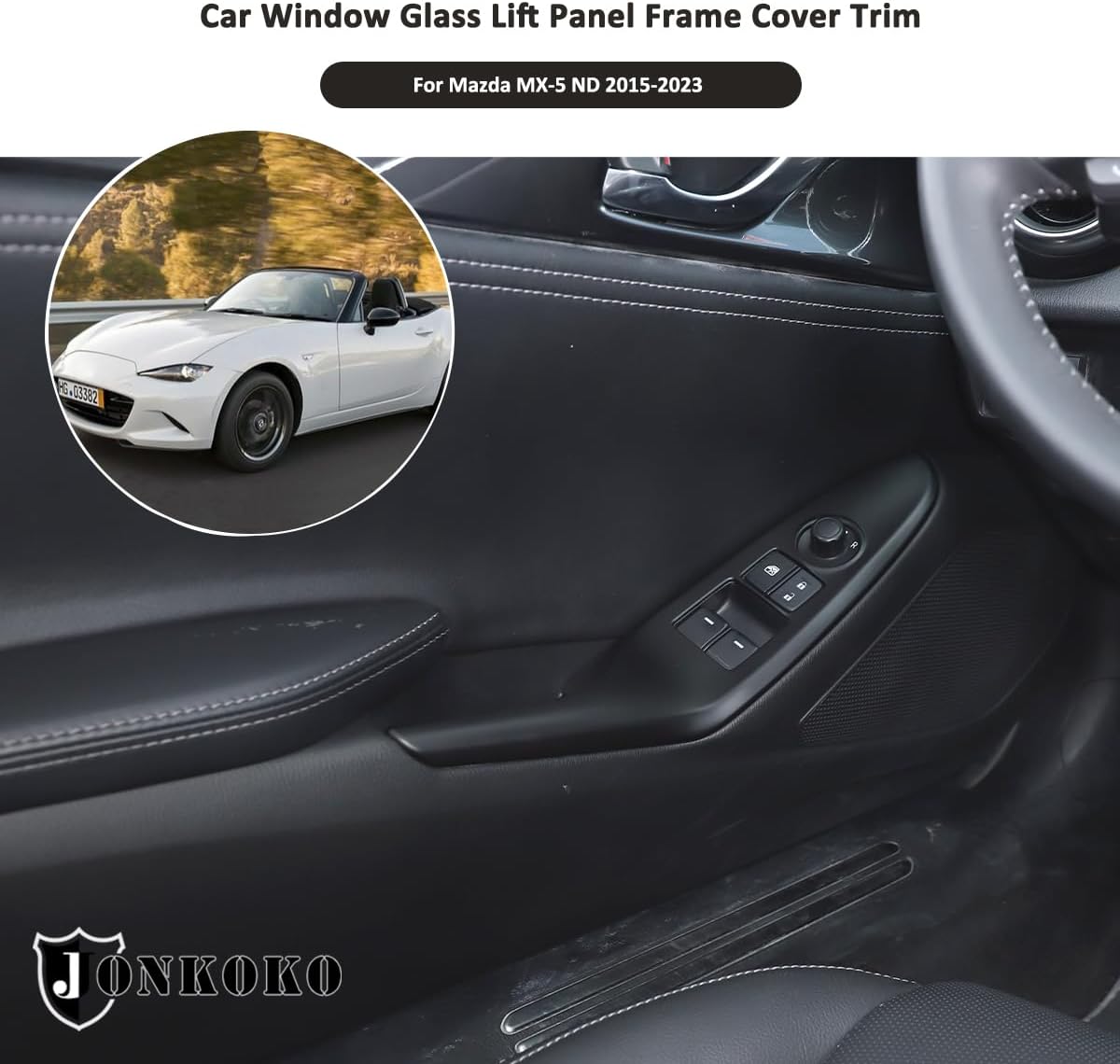 Decoración de botón elevador de ventana de puerta de automóvil para Mazda MX-5 ND 2015-2023 Interruptor de elevación de ventana, cubierta de panel,
