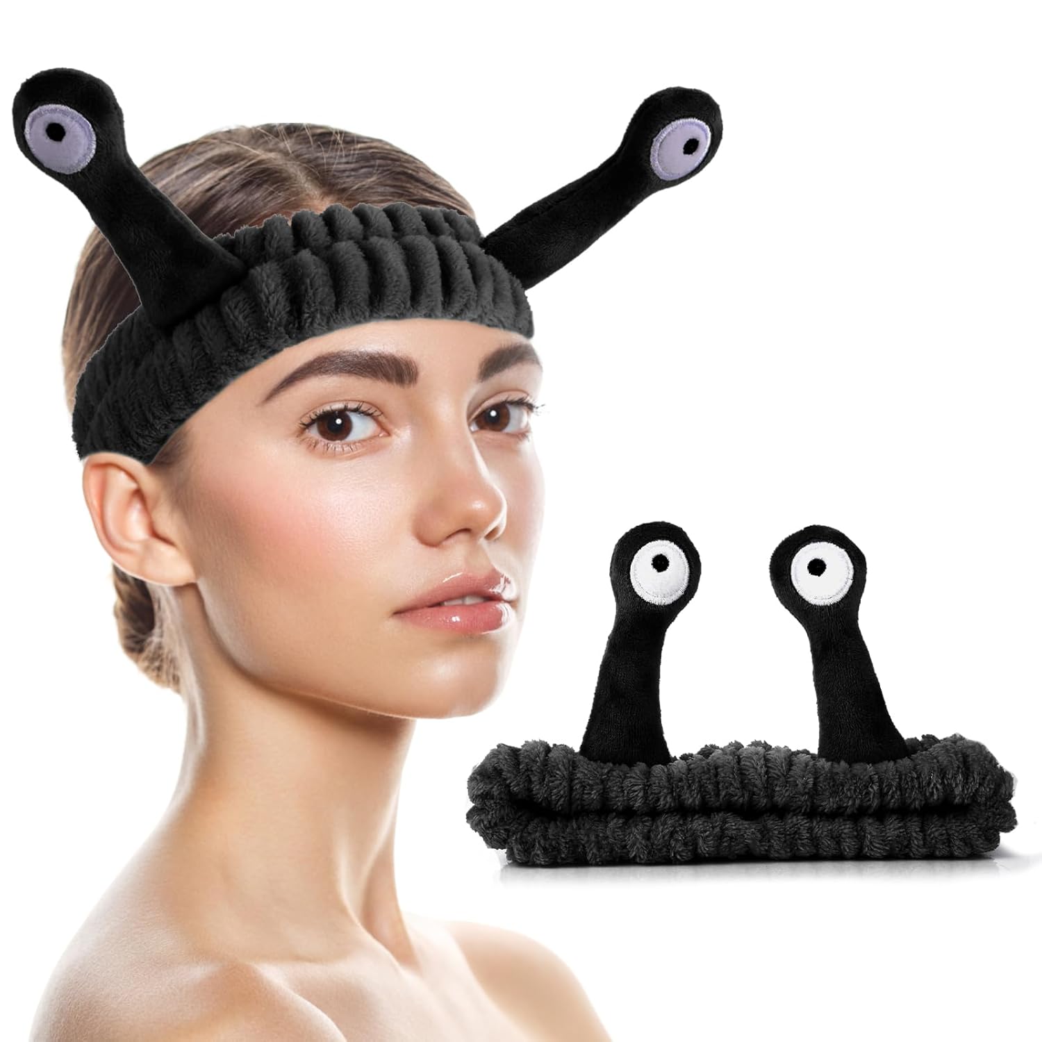 Diadema de spa para maquillaje facial, banda para la cabeza de microfibra suave de forro polar coral para la cabeza, caracol, dibujos animados,