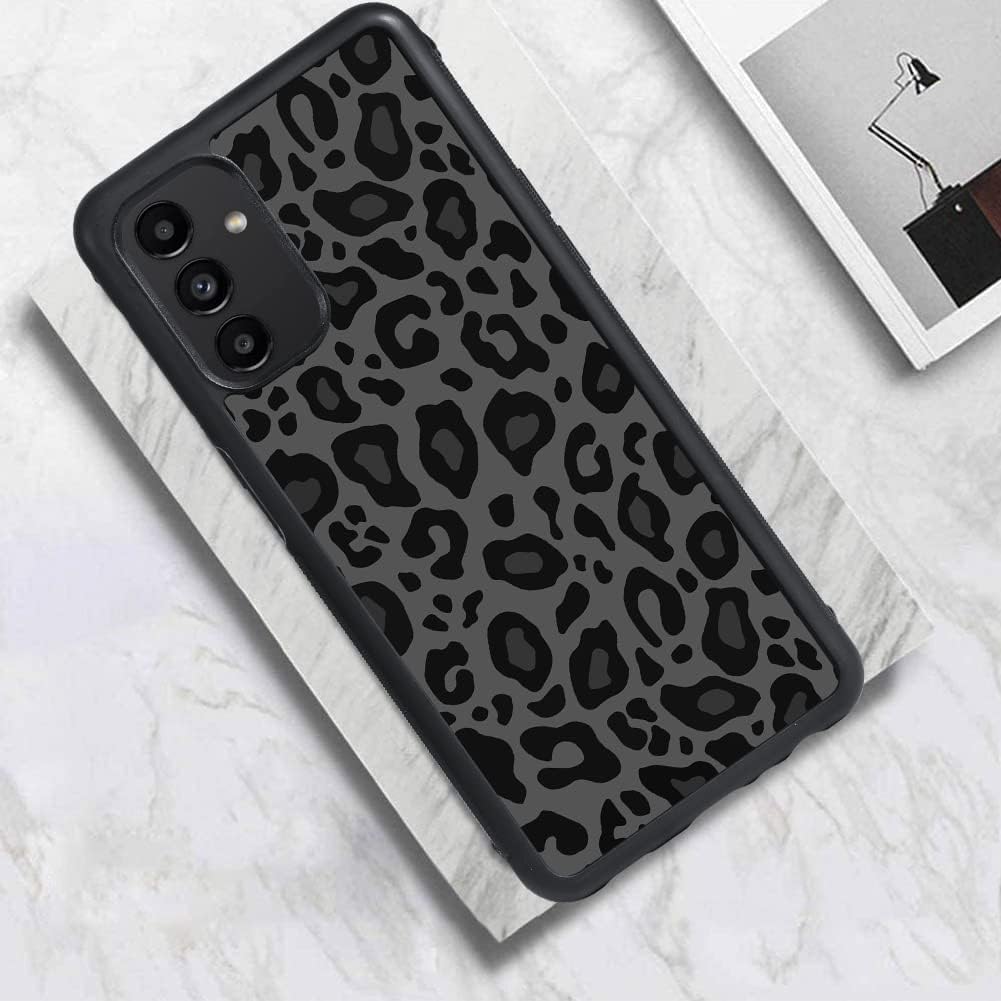 KANGHAR Funda compatible con Galaxy A14 5G, diseño de leopardo negro, textura de neumático antideslizante, a prueba de golpes, funda protectora de