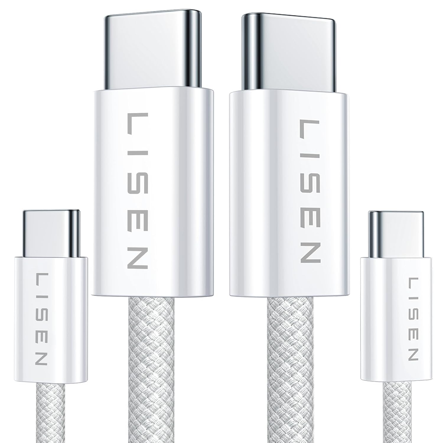 LISEN Cable de carga USB C a USB C de 240 W para iPhone 15MacBook ProAir 6.6 pies2 unidades, cable de carga rápida USBC a USBC para iPhone