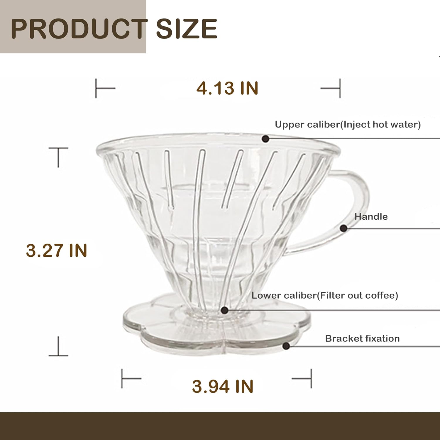 dolljojo V60 – Gotero de café, 1-2 tazas, cafetera para verter sobre café, taza de filtro de café reutilizable, para verter sobre el gotero de café,