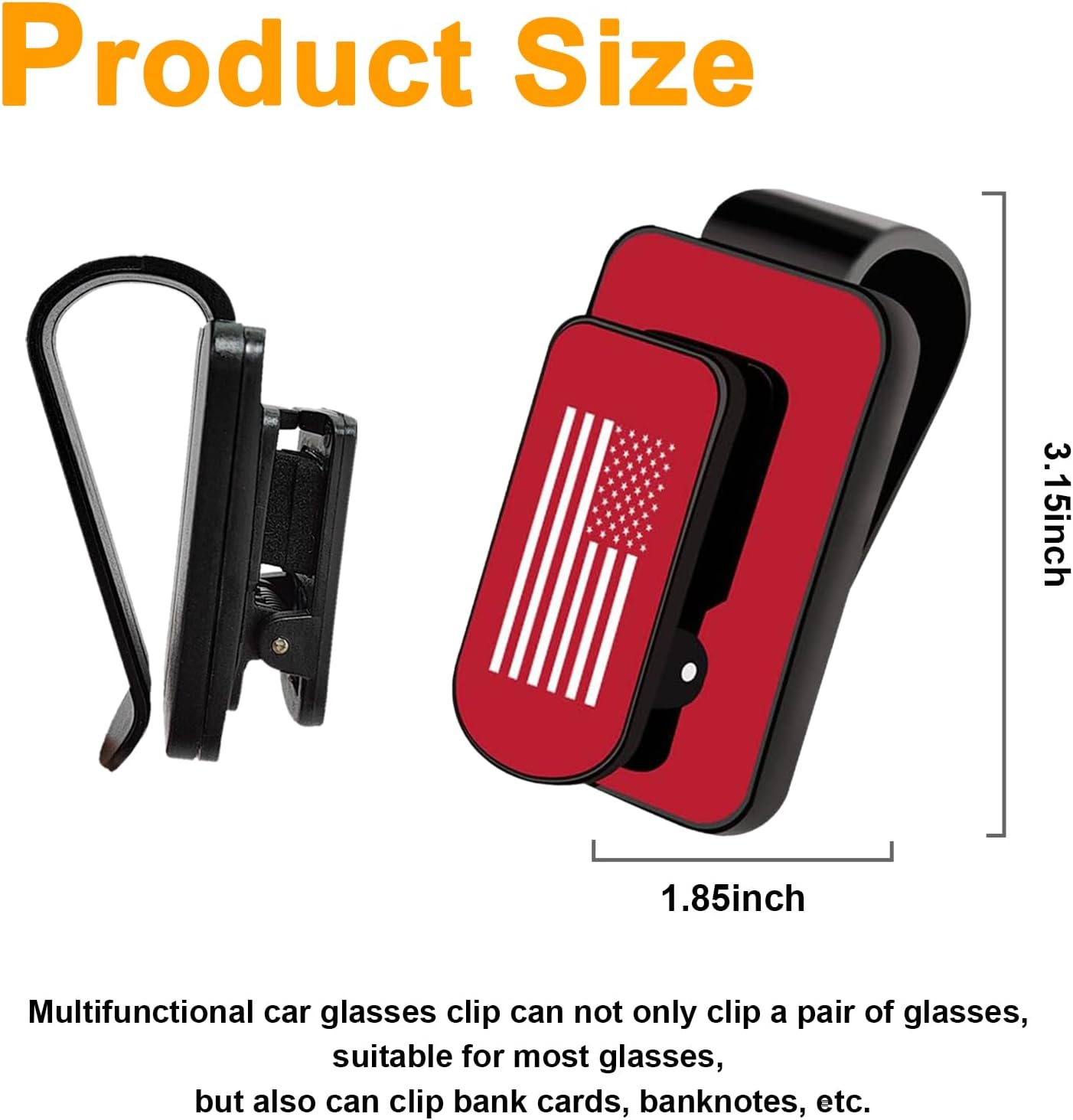 Soporte para lentes de sol para visera de automóvil, soporte de metal para colgar anteojos con bandera de Estados Unidos, clip multifunción para