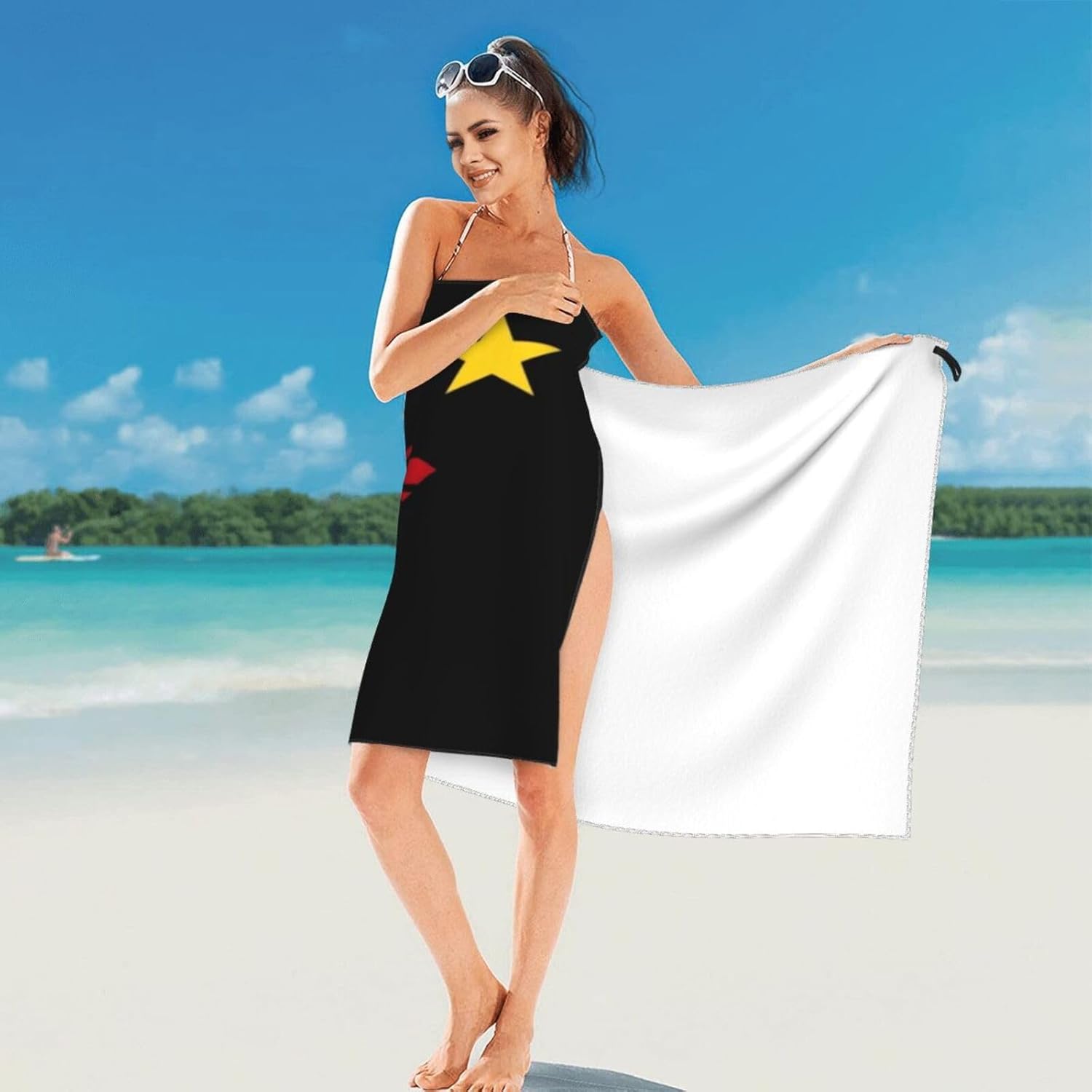 Toalla de baño absorbente de secado rápido con bandera filipina filipina con estrellas y sol, adecuada para baño, natación, deportes