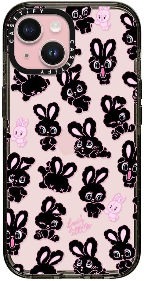 CASETiFY Impact – Funda para iPhone 15 4 veces probada contra caídas de grado militar, protección contra caídas de 8.2 pies, conejitos negros, negro