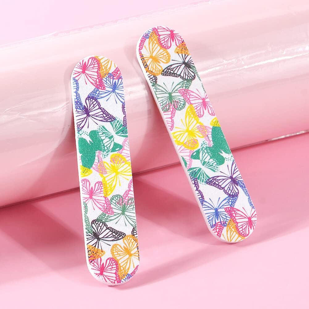 20 unidades coloridas mini limas de uñas de doble cara, bloque de pulido de uñas, tablero de esmeril, tira de pulido de gel para manicura, pedicura,