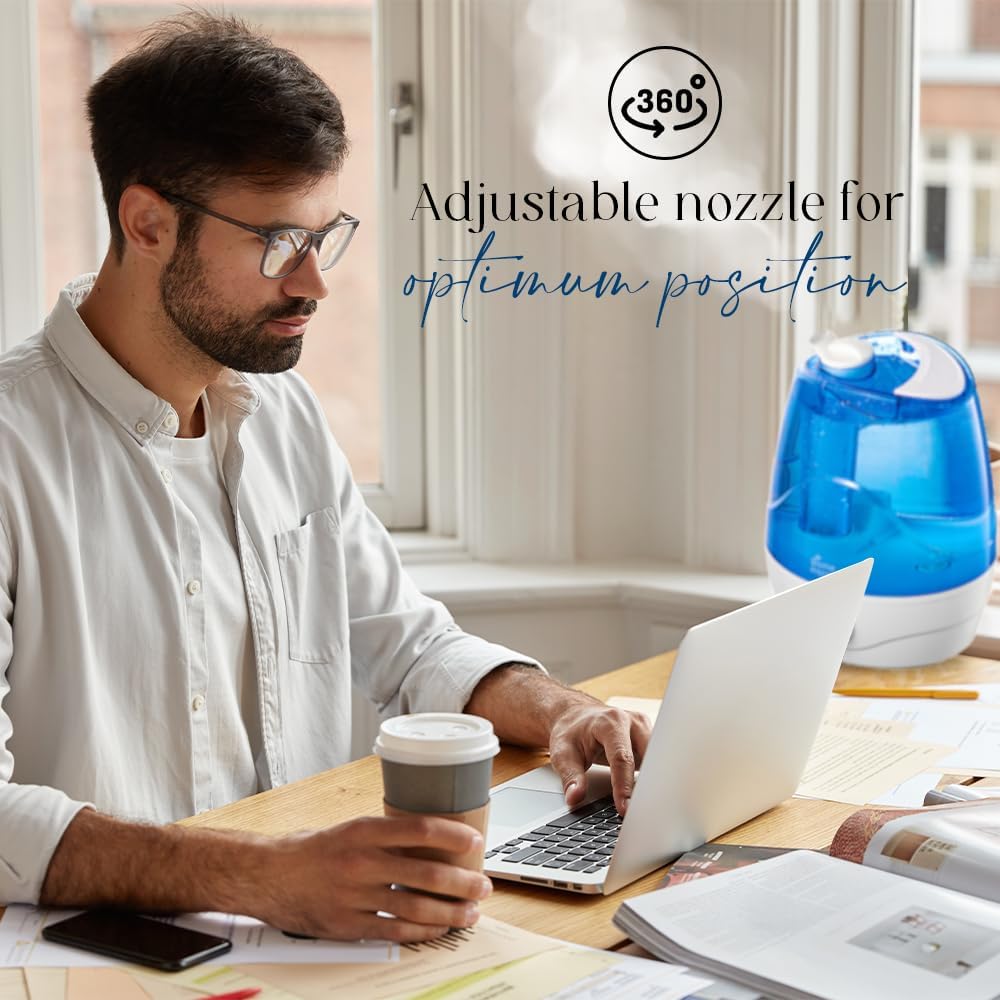 Humidificadores de niebla fría para dormitorio, humidificador de habitación grande de 3.5 L, humidificador personal con boquilla giratoria de 360