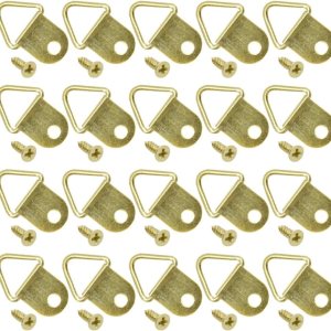 Hocansen 100 ganchos triangulares para fotos, anillos en D, triangulares, sin rastro, con un solo agujero con tornillos para obras de arte, marcos Hocansen 100 ganchos triangulares para fotos, anillos en D, triangulares, sin rastro, con un solo agujero con tornillos para obras de arte, marcos