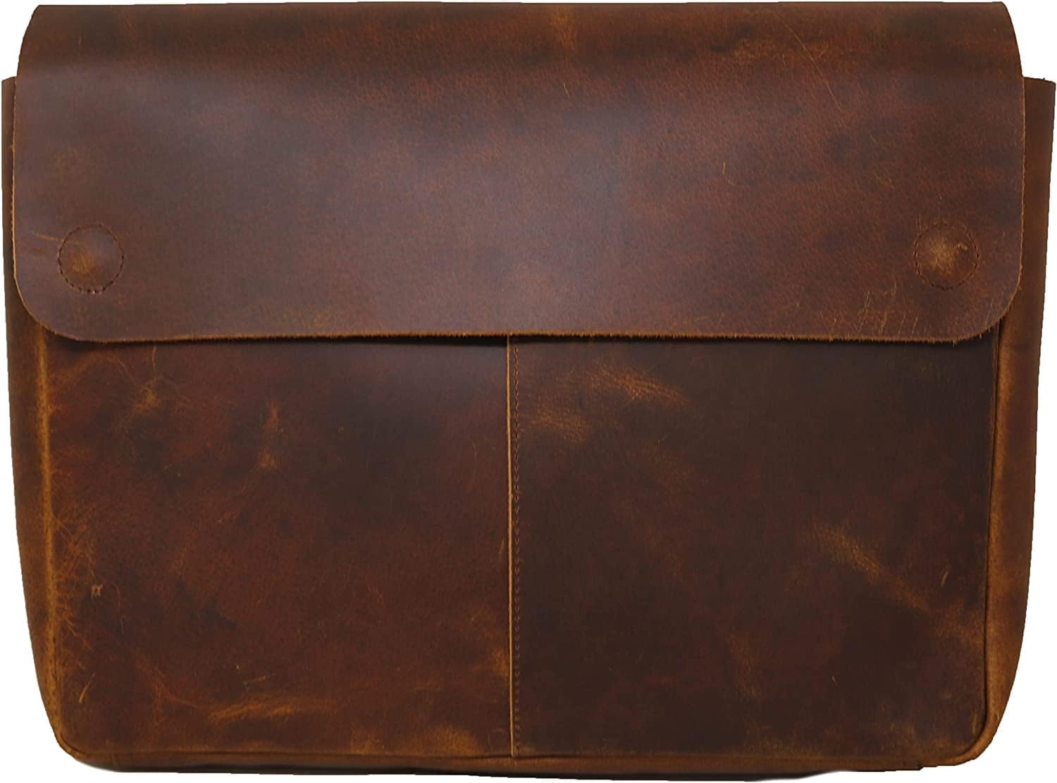 Funda de cuero para laptop, espaciosa, hecha a mano, sin tirantes, diseño desgastado, de grano completo, soporte para documentos perfecto para