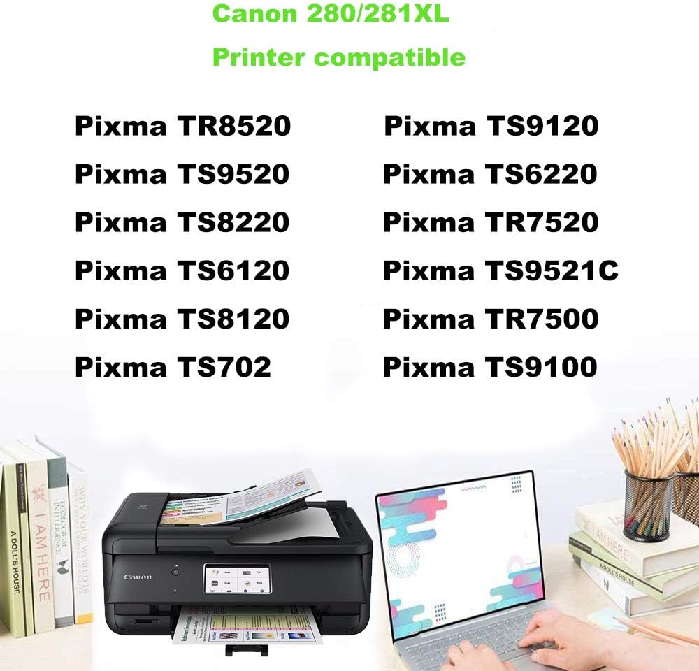 Aoou PGI-280 CLI-281 Cartuchos de tinta compatibles de repuesto para PGI-280XXL CLI-281XXL para usar con impresoras PIXMA TS9120 TS8120 TS8220