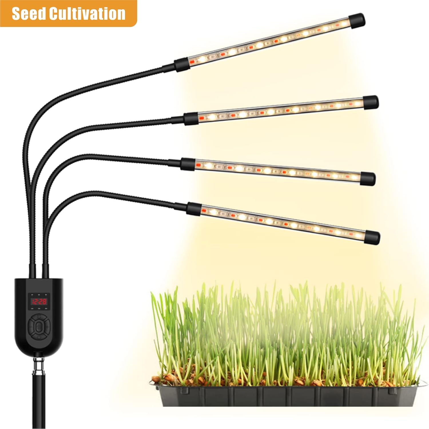 Luces de cultivo de plantas, luz LED de espectro completo para plantas de interior, lámpara de cultivo con 11 niveles regulables, 6 modos,