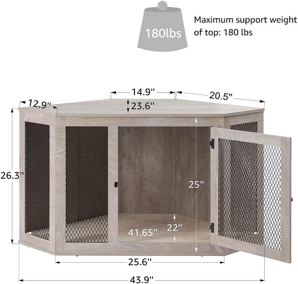 unipaws Furniture Style – Jaula esquinera para perros pequeños y medianos, soporte de TV estético para interiores, moderna y decorativa de madera
