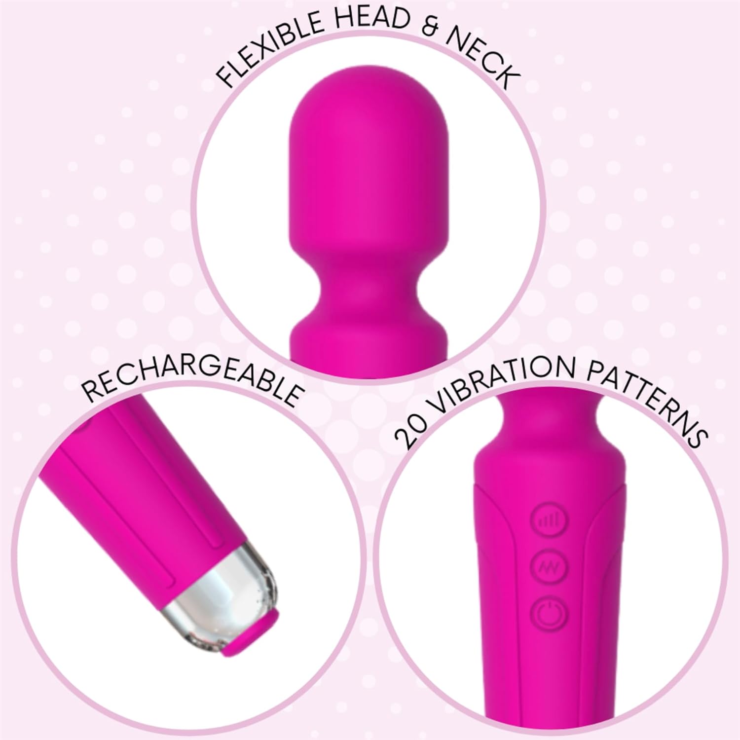 Masajeador de varita eléctrica de silicona, juguetes para mujer, rosa, masajeador personal hipoalergénico seguro para el cuerpo, juguetes para