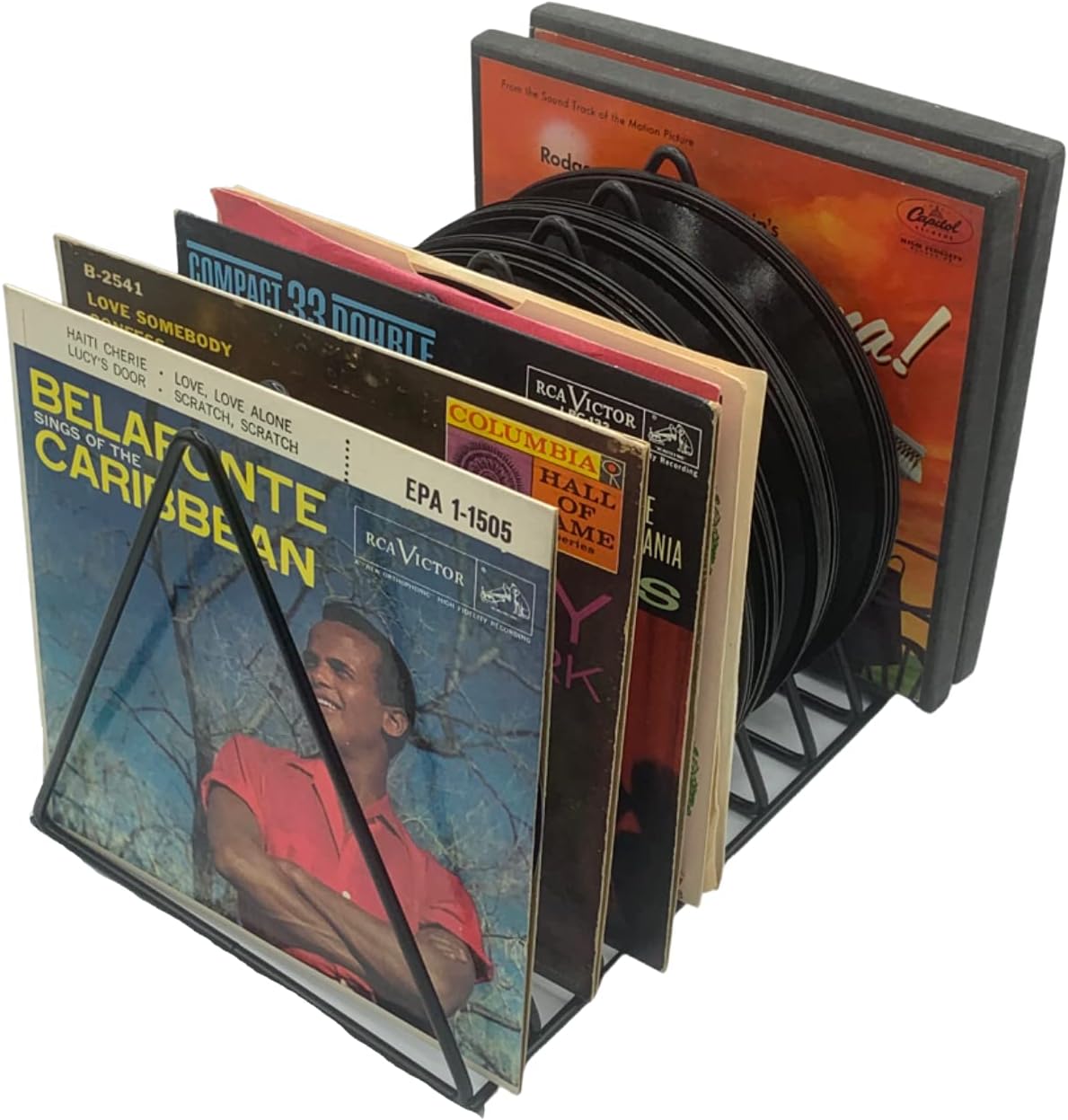 Soporte para almacenamiento de discos de vinilo, estante de alambre prémium para discos de álbumes Lp (paquete de 2)