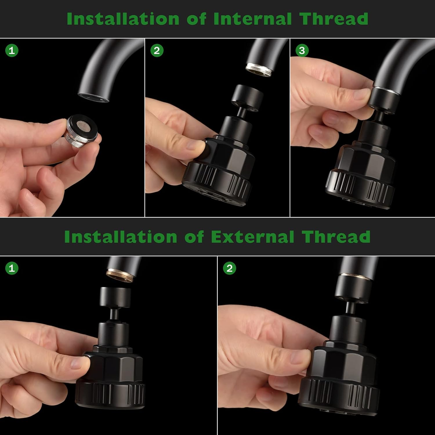 Accesorio rociador de grifo, cabezal de grifo de fregadero de cocina con 2 rótulas, aireador de fregadero giratorio, 5 modelos de pulverización,