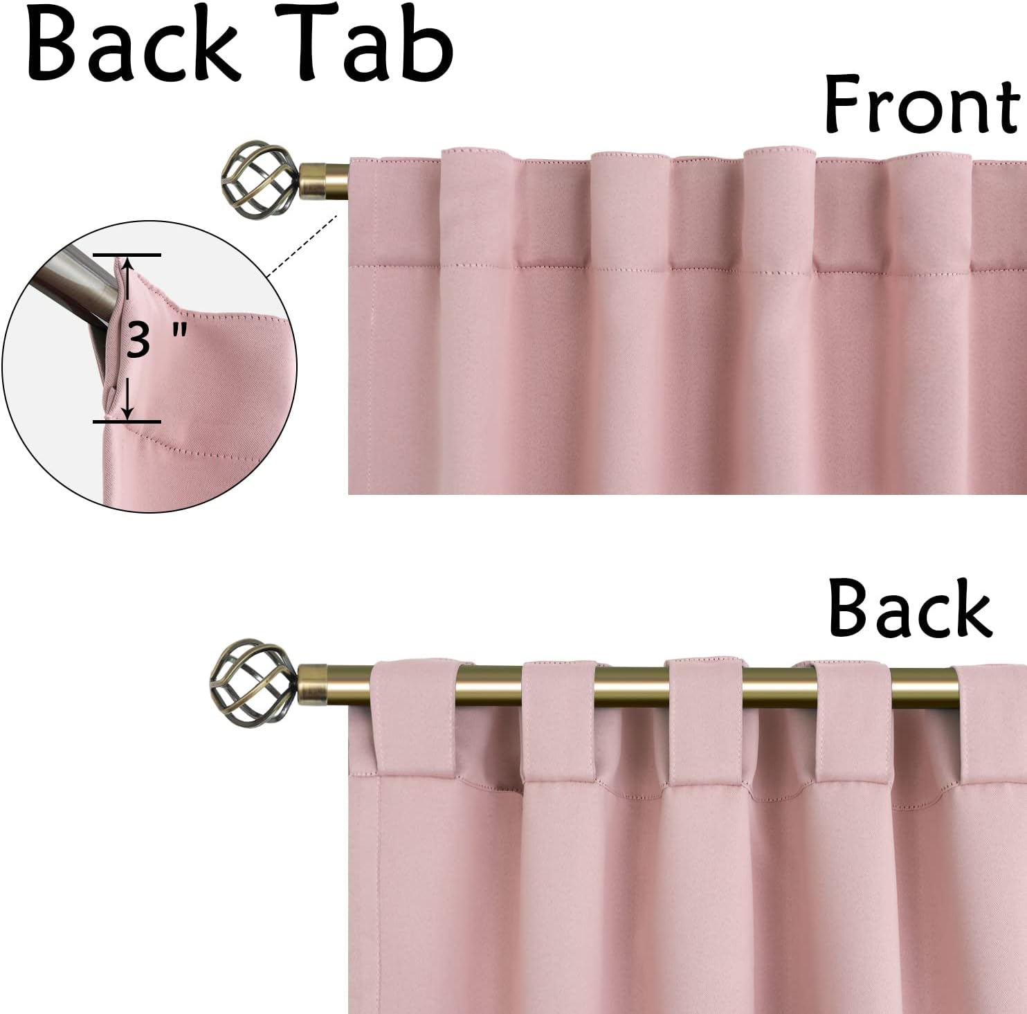 BGment Cortinas con bolsillo para barra y pestaña trasera para dormitorio, cortinas con aislamiento térmico para oscurecer la habitación y sala de