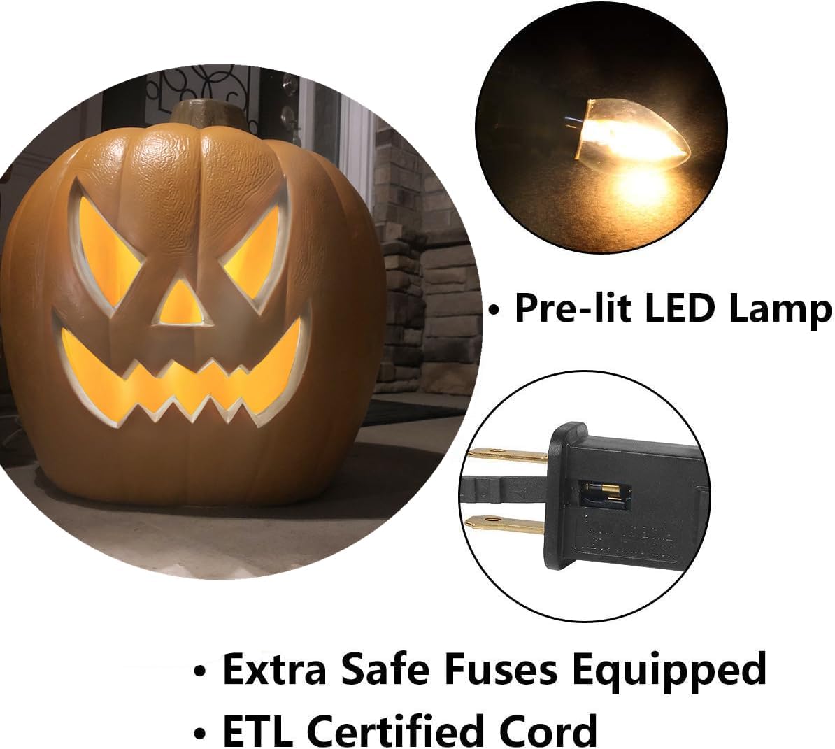 Linterna de calabaza de Halloween de 21 pulgadas con bombillas LED preiluminadas, decoraciones de calabaza de Halloween para interiores y