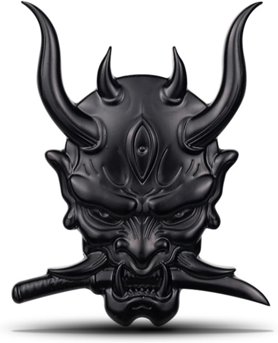 Emblema de metal de calavera Samurai Warrior, emblema de automóvil, decoración de esqueleto 3D, calcomanía de metal para decoración de cola de