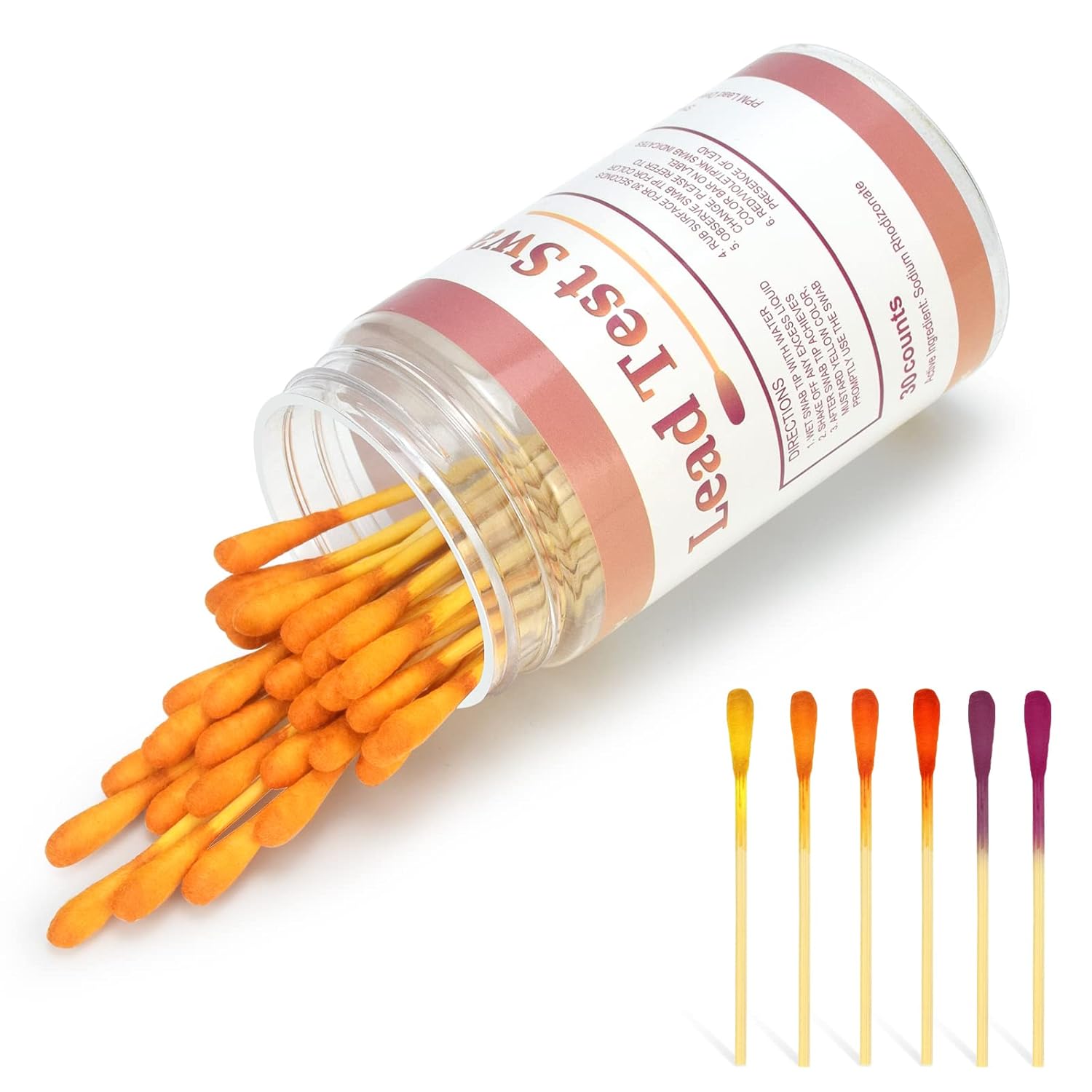 Kit de prueba de plomo hisopos de pintura de plomo para todas las superficies pintadas, platos, metal, juguetes, madera, resultados de prueba en 30