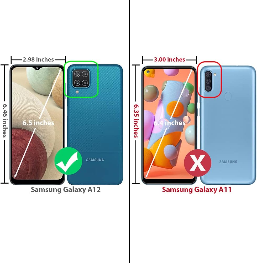 TJS Funda compatible con Samsung Galaxy A12, con protector de pantalla de vidrio templado, anillo de metal Defender con soporte magnético para