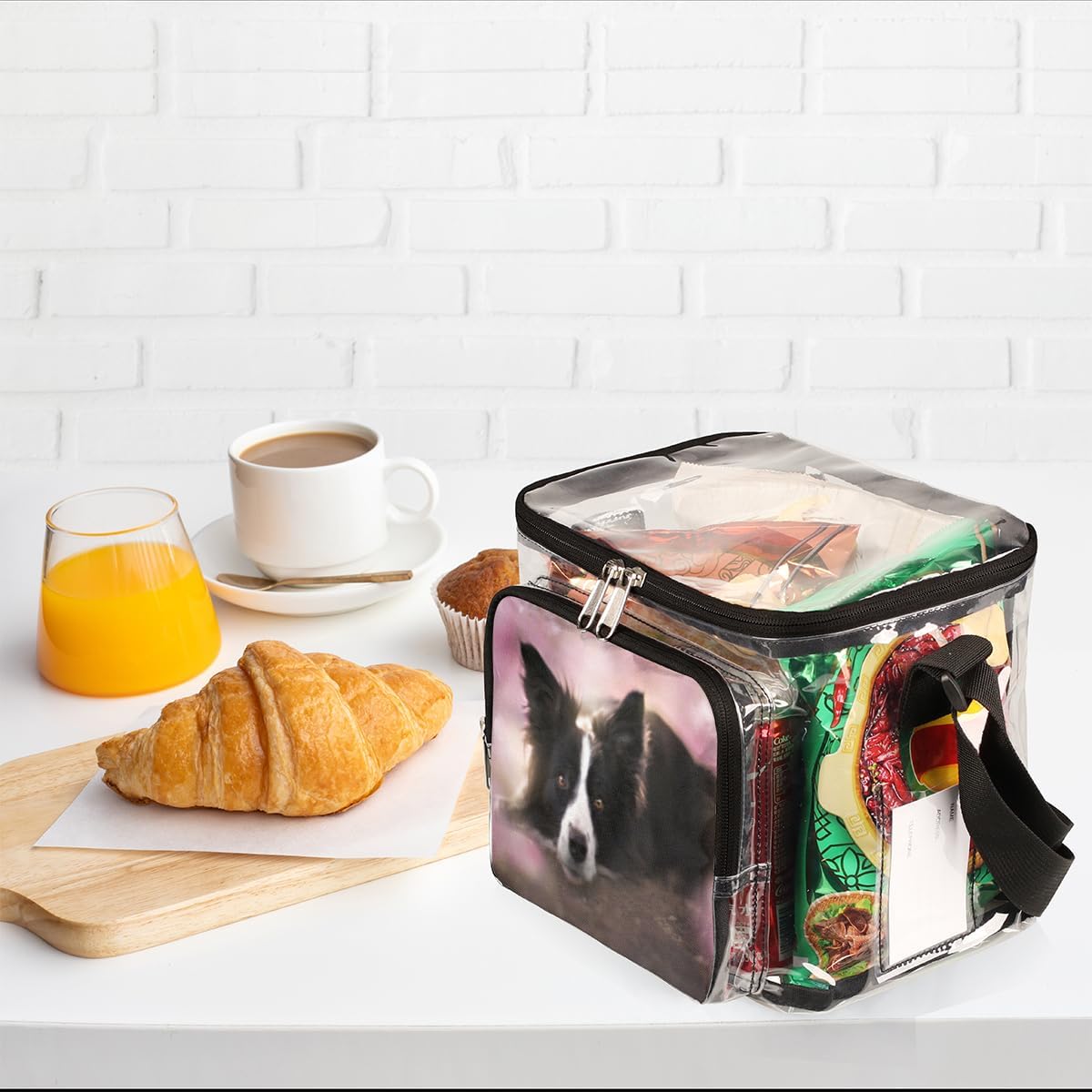 Border Collie – Bolsa transparente para perro, bolsas transparentes para mujer, mochila transparente, bolsa transparente, bolsa de almuerzo