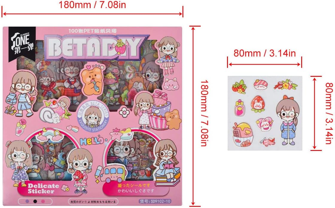 Calcomanías de letras kawaii japonesas de papelería, 100 hojas, lindas calcomanías de álbumes de recortes, calcomanías Kuromi para hacer tarjetas,