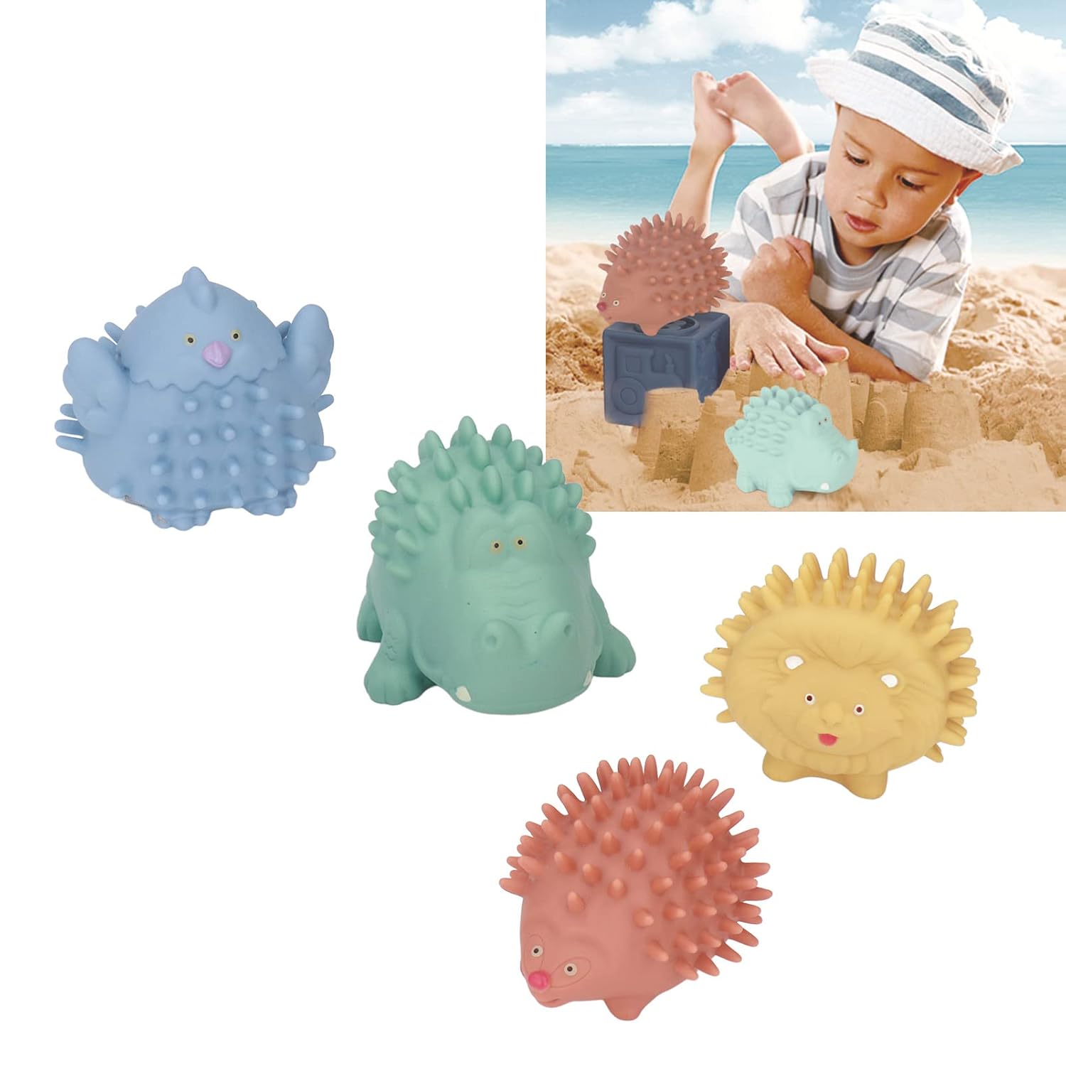 Juego de bolas sensoriales texturizadas para bebés, bolas sensoriales con forma de animal BB Squeaker para niños y niñas de 6 meses en adelante