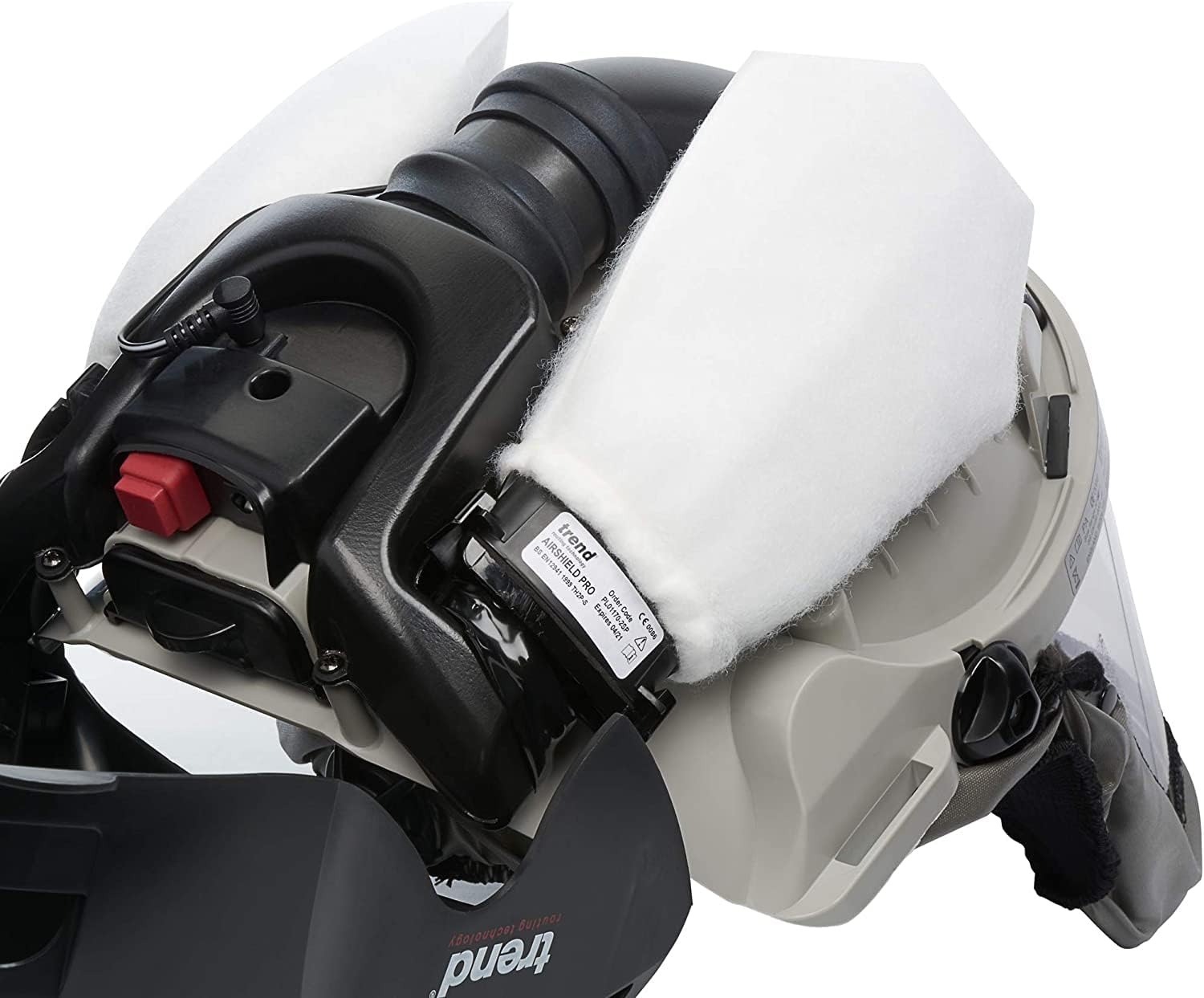 Trend Airshield Pro – Protector de cara completa, protector contra el polvo, máscara de circulación de aire con pilas para carpintería