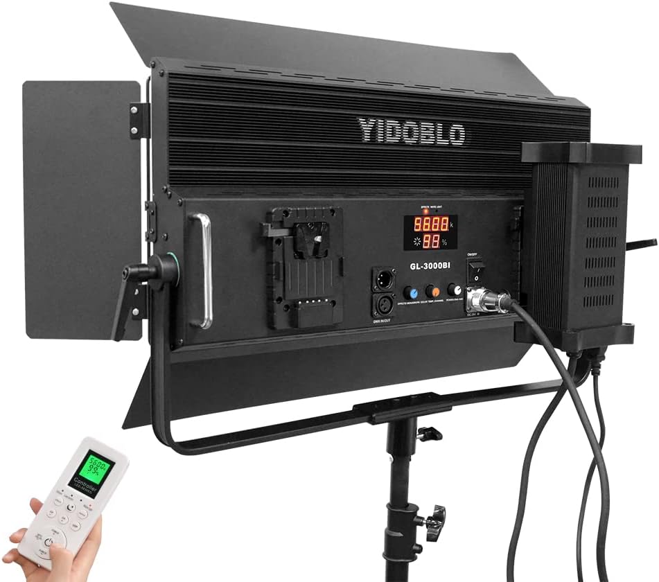 GL-3000C 300W RGB LED Luz de video con aplicación y control remoto, 1% de atenuación mínima precisa360 RGBCRI 97+TLCI 98+2800K-9900K14 efectos
