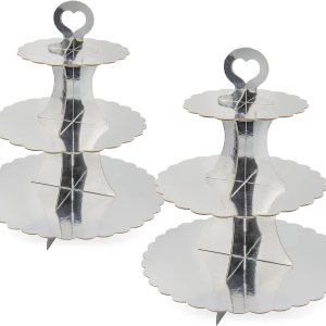 Soporte de torre para cupcakes, 2 unidades, soporte plateado para cupcakes, soporte de 3 niveles para 24 cupcakes, soporte de cartón para tartas, Soporte de torre para cupcakes, 2 unidades, soporte plateado para cupcakes, soporte de 3 niveles para 24 cupcakes, soporte de cartón para tartas,