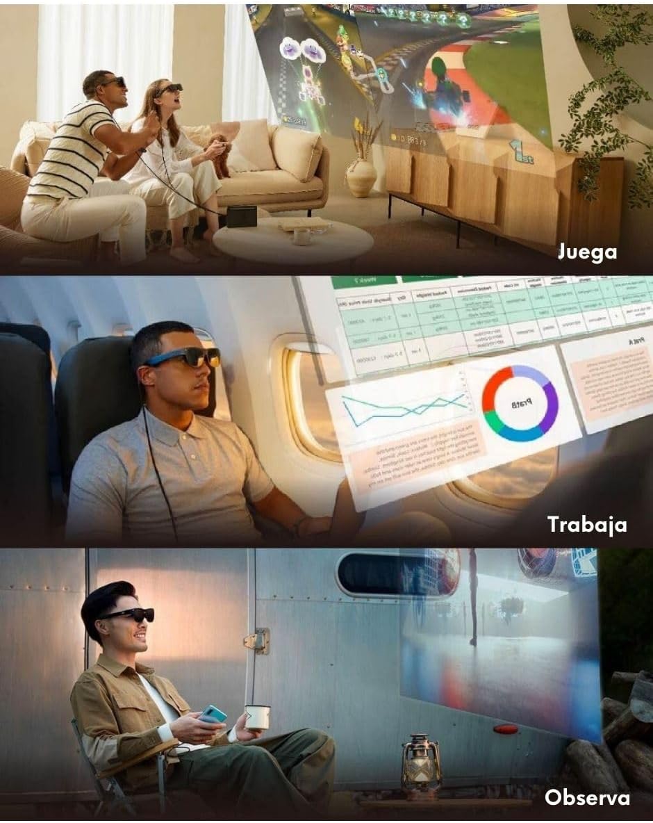 TCL NXTWEAR S con micro OLED de 201 pulgadas, gafas RayNeo XR  Gafas de visualización de video 1080P, sonido estéreo dinámico, película 3D, trabajo