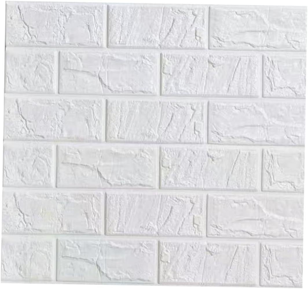 Angoily Papel pintado de ladrillo para niños, calcomanías de pared de ladrillo 3D, papel tapiz de ladrillo, pegatinas blancas adhesivas para niños