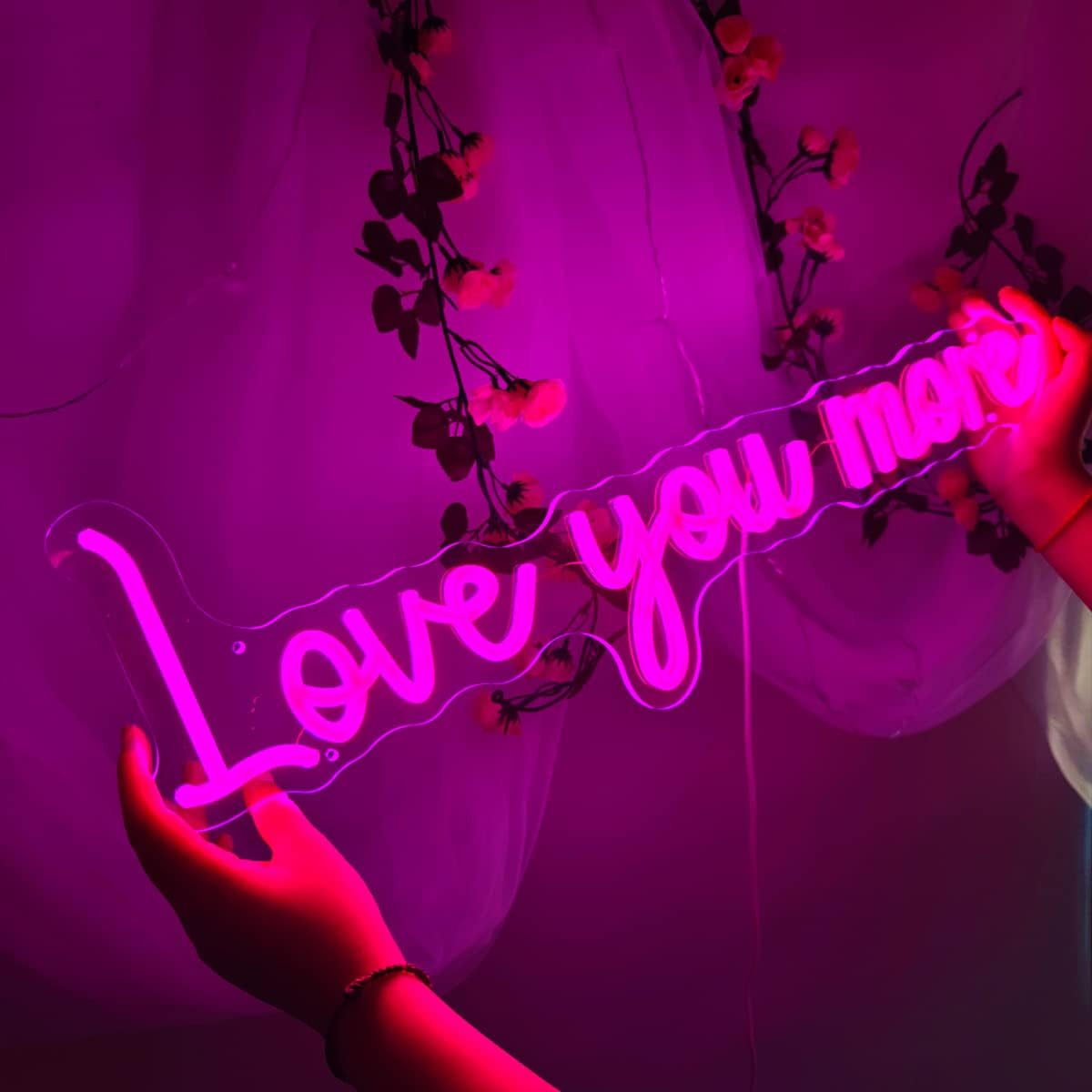 Letrero de neón con texto en inglés Love You More, letreros de neón para decoración de pared, letreros LED de neón alimentados por USB para