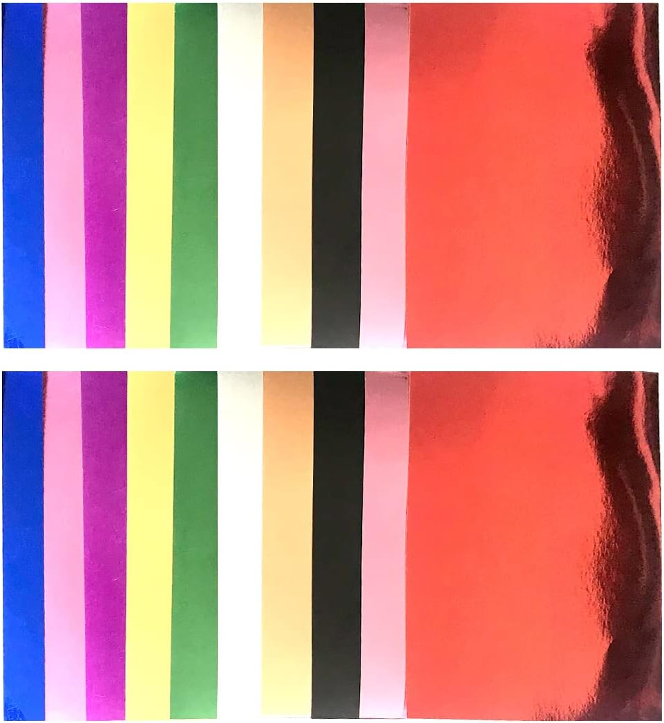 Misscrafts 20 hojas de cartulina metálica con purpurina A4, papel de manualidades de colores para proyectos de bricolaje, álbumes de recortes (A4,