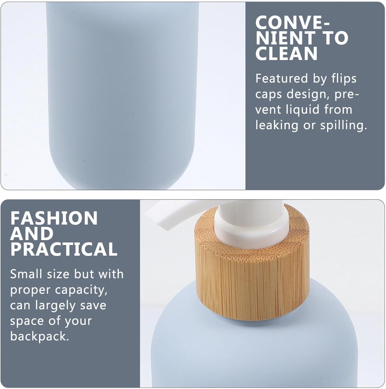 Beaupretty 2 botellas dispensadoras de plástico con bomba de 6.8 fl oz, botellas de champú y acondicionador, contenedor recargable para baño, ducha,