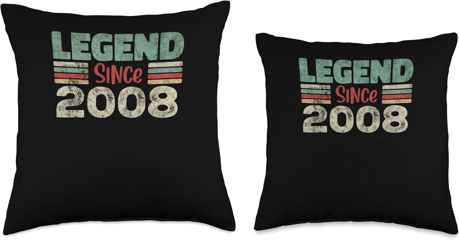 Legend Since 2008 Limited Edition 15th Birthday Gifts Throw Pillow, 16×16, Multicolor