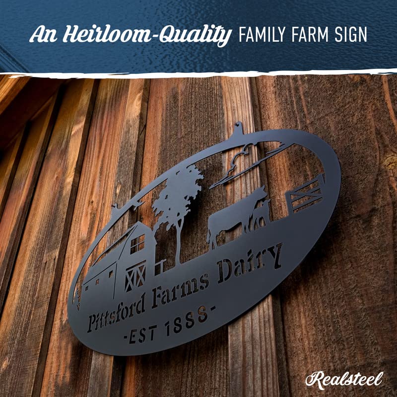 RealSteel Brand I Sturdy Metal Personalized Farmhouse Sign I Metal Wall Art I Last Name Sign  Outdoor Metal Sign I Garden Decor and Patio Sign