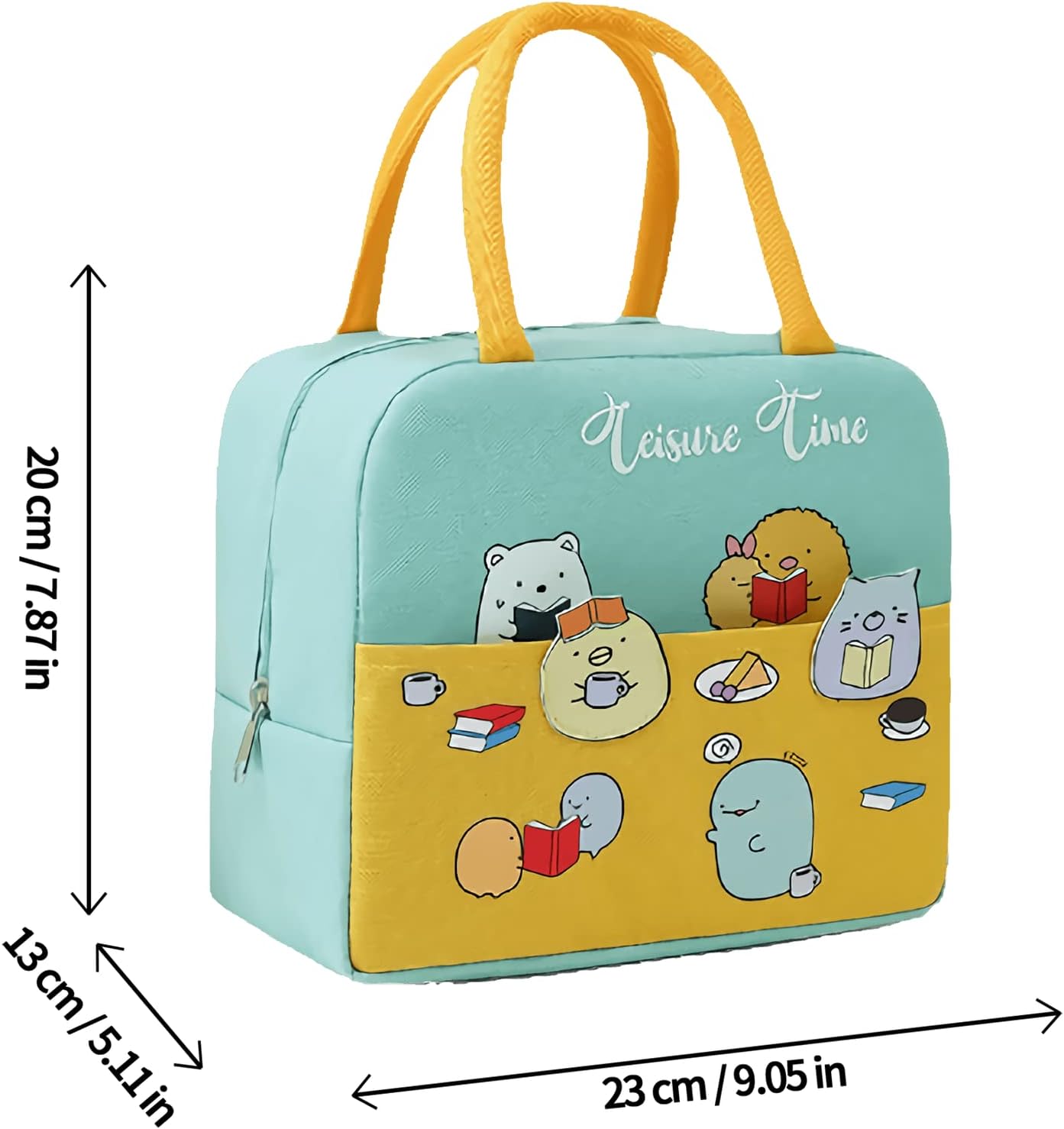 Lindos animales de dibujos animados bolsas de almuerzo para el tiempo libre para los niños reutilizable aislado caja de almuerzo femenino cuello
