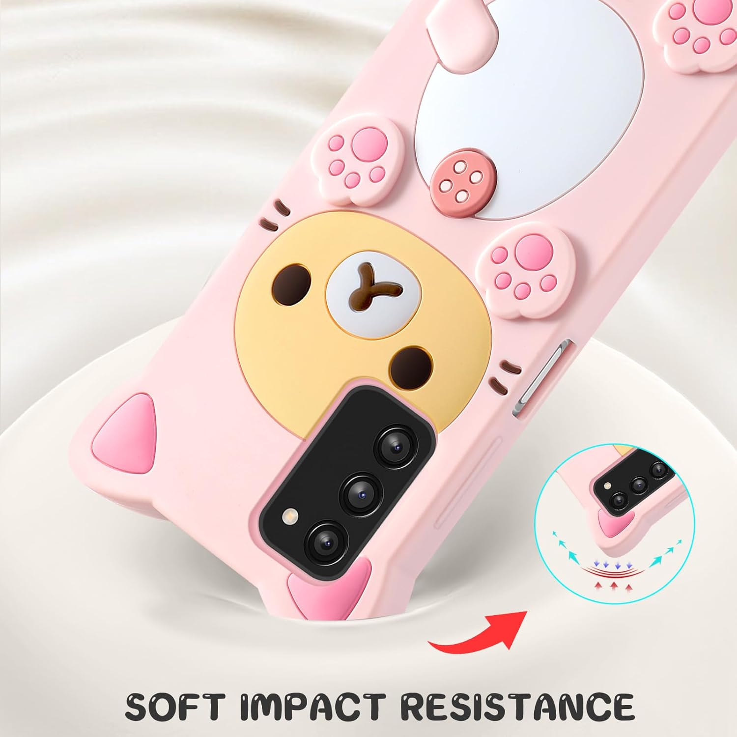 STSNano Funda Kawaii para teléfono Samsung Galaxy A03s 3D, lindo oso de dibujos animados, a la moda, divertida, divertida, suave, TPU para Samsung