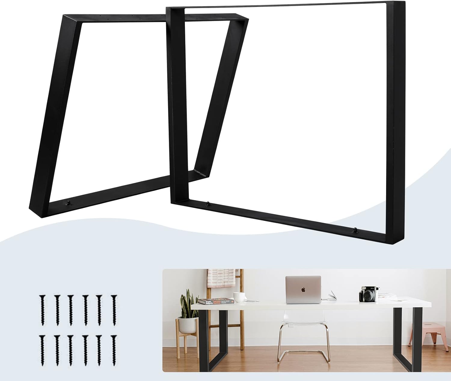 Patas de metal para mesa de café, patas de 28 pulgadas, patas de muebles de oficina, patas de escritorio para computadora (28 x 36 pulgadas), 2