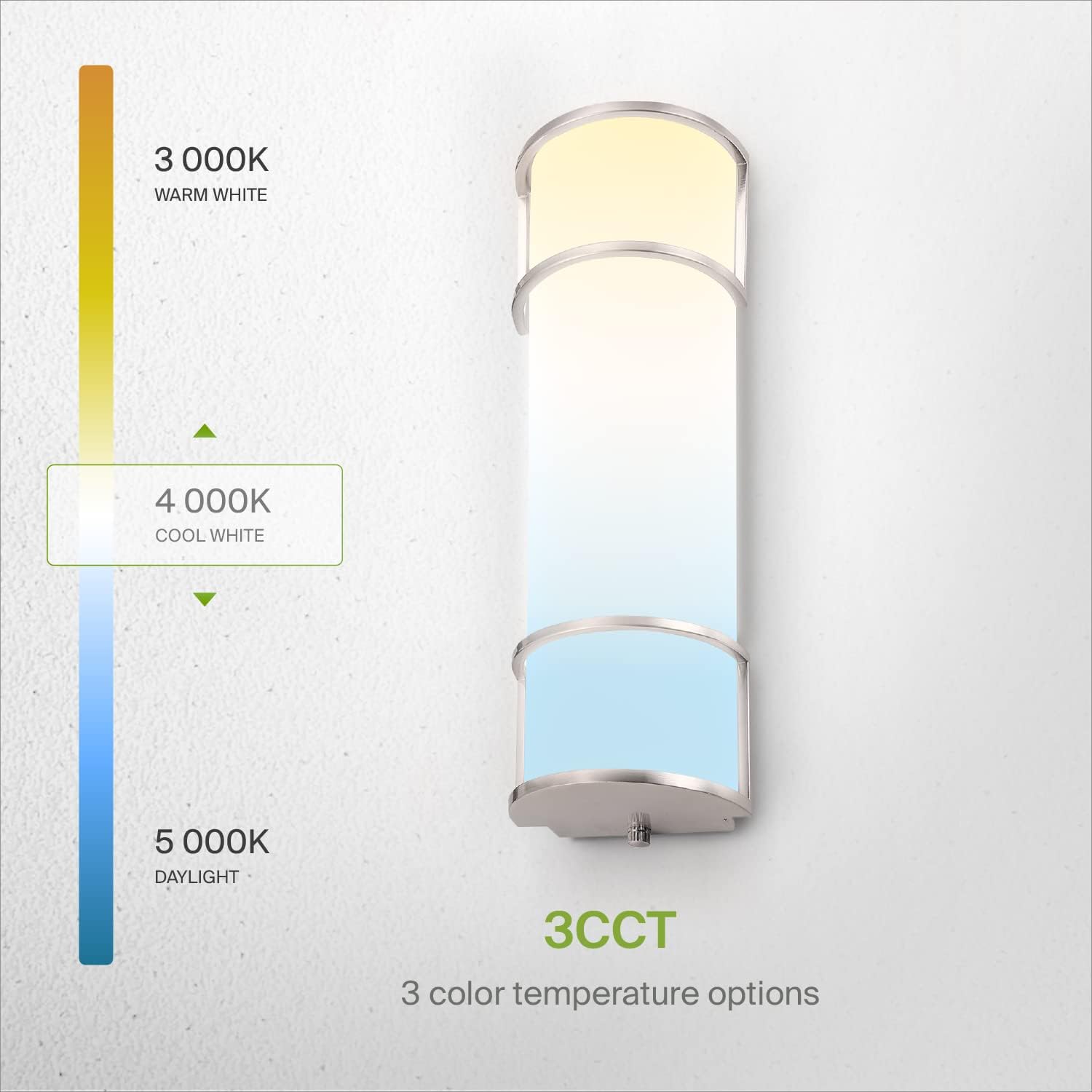 ASD Lámpara LED de montaje empotrado de 18 pulgadas, interruptor de 20 W, 120 V, 1650 lúmenes, 3000 K4000 K5000 K, regulable, no parpadea, Energy