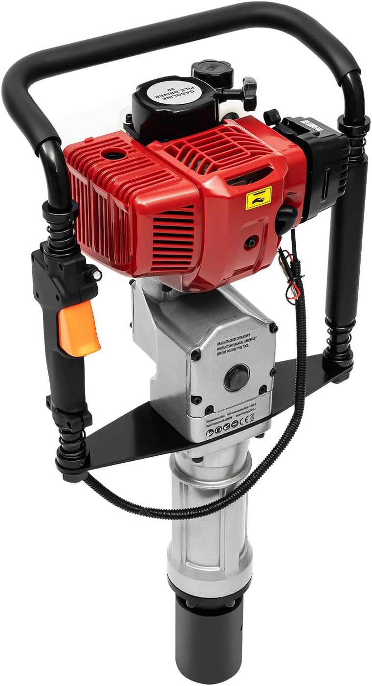 52 cc de gasolina, motor de 2 tiempos refrigerado por aire, herramienta de martillo de pila de un solo cilindro refrigerado por aire, kit de empuje
