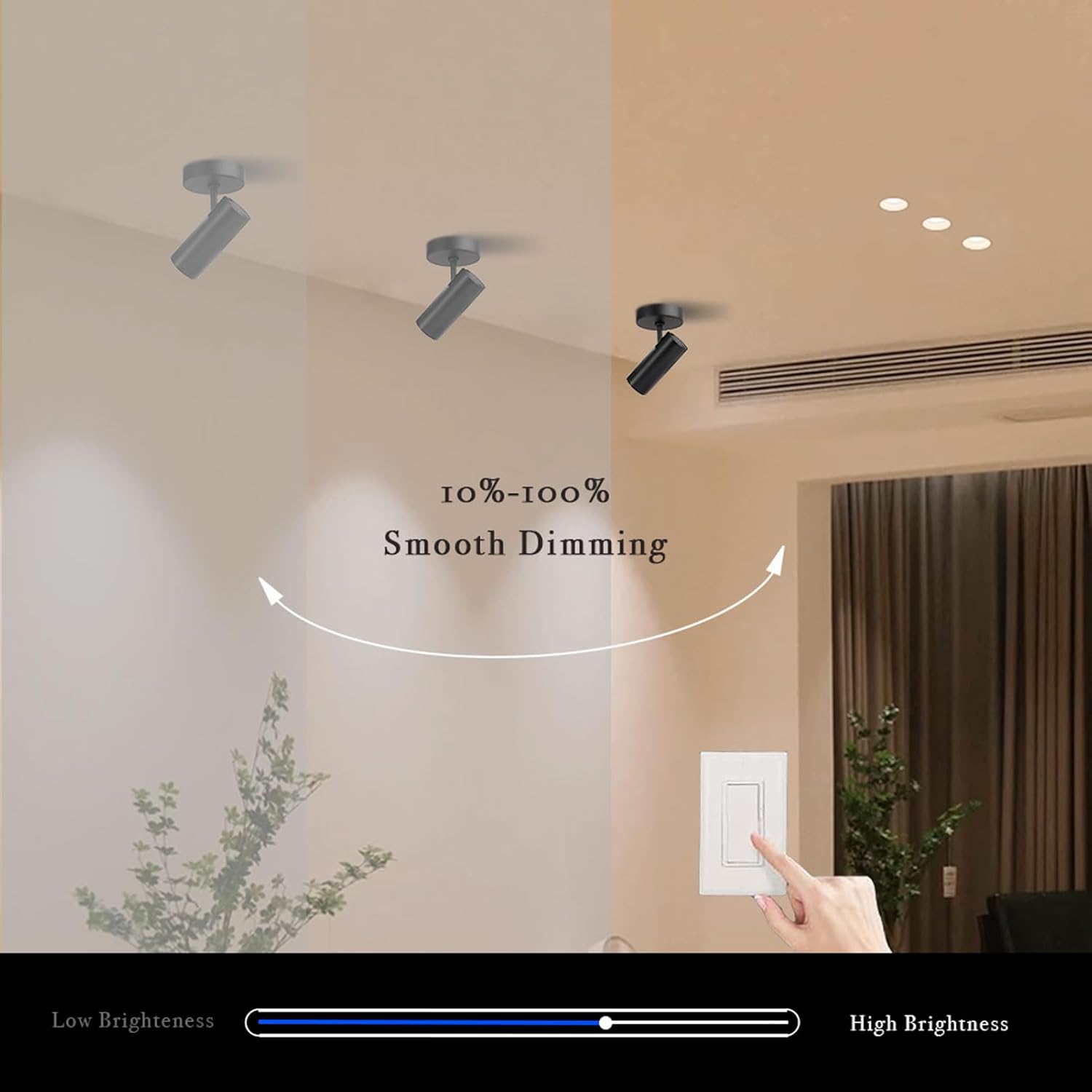 Foco de techo LED regulable, ángulo ajustable, 4.72 pulgadas, montaje empotrado, luz direccional de aluminio, monopunto para interiores, acento para