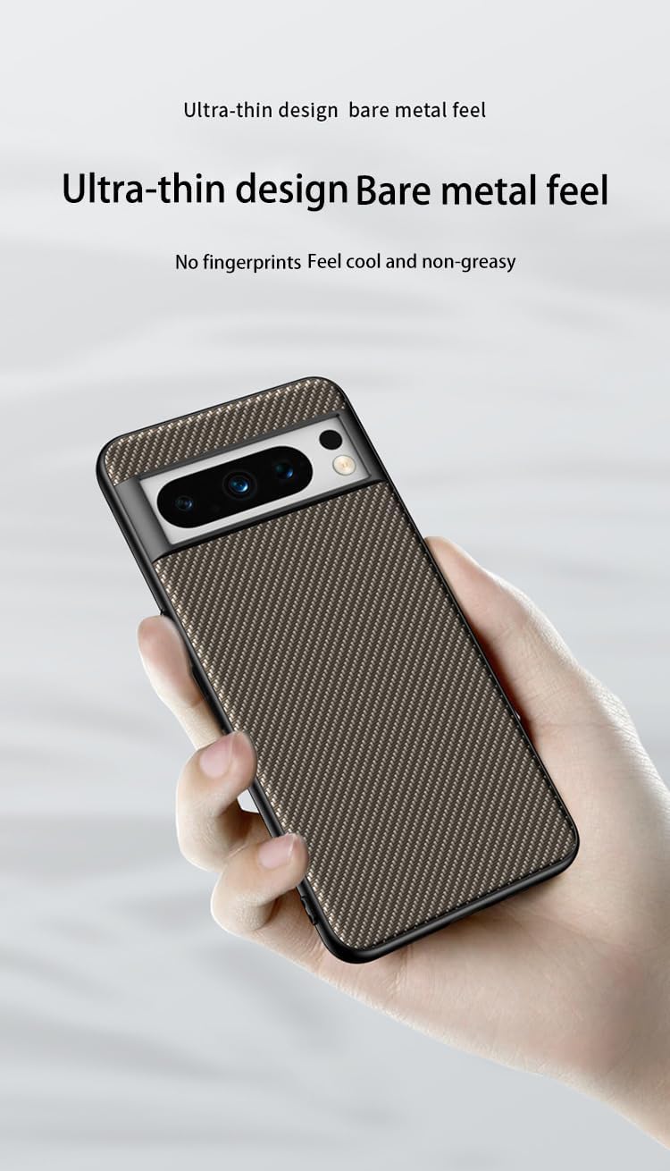 Funda para Google Pixel 8 Pro, alta calidad, material de fibra de carbono, resistente a los arañazos, protección flexible, antideslizante, fibra