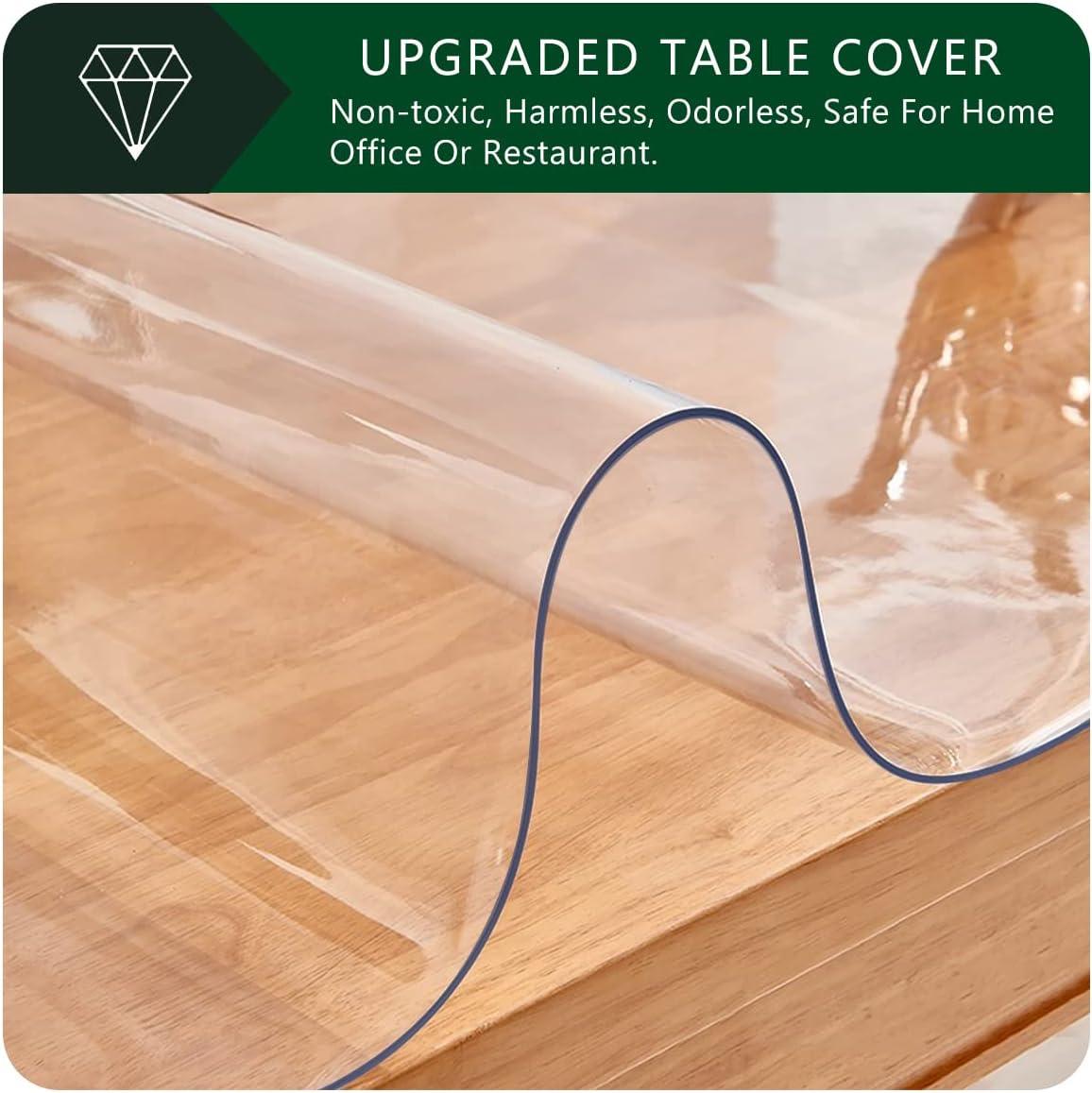 Protector de PVC para mesa de comedor de 26 x 72 pulgadas, protector de vinilo transparente rectangular de plástico para mesa de oficina, mesa