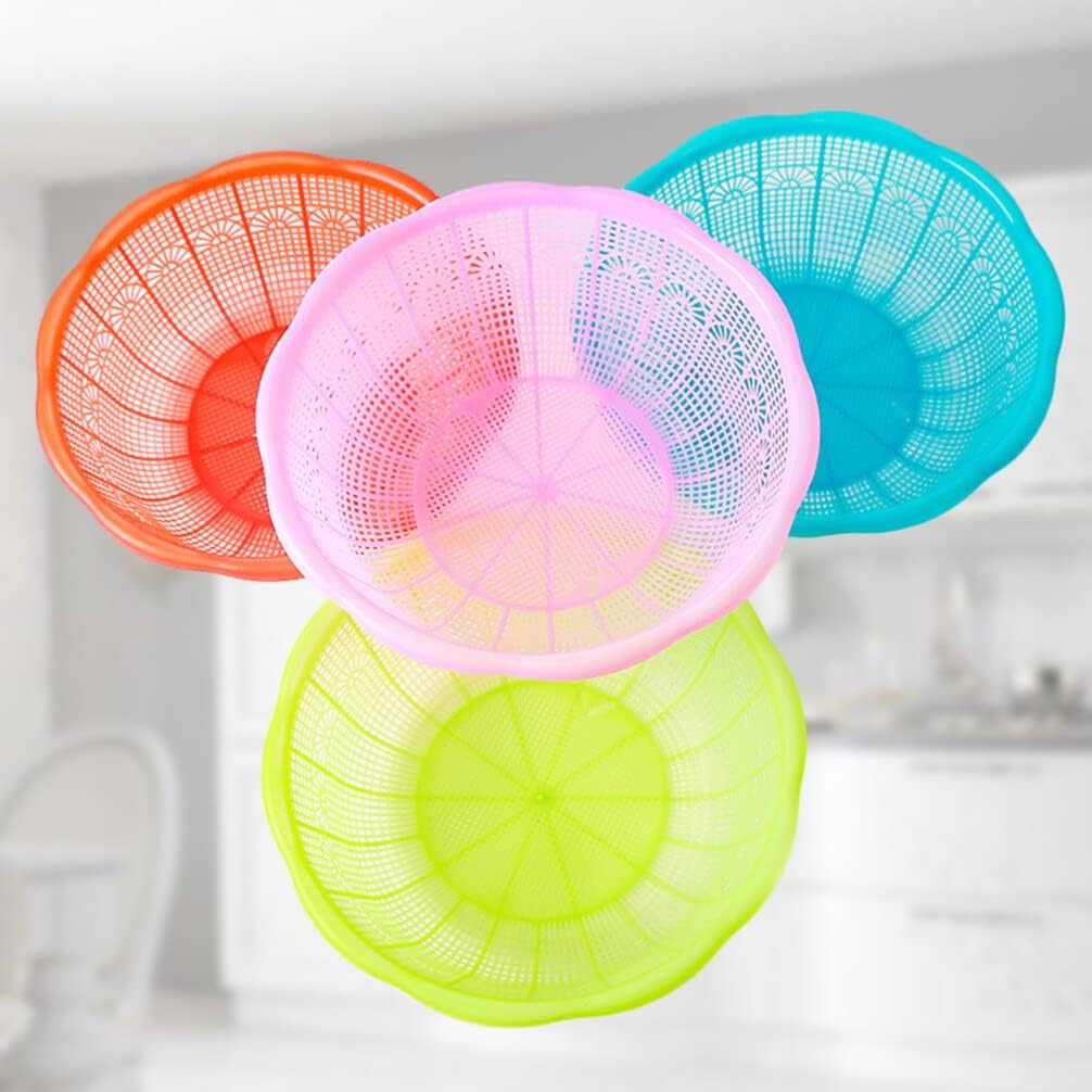 Holibanna Colador de alimentos Colador de 4 piezas Colador de cocina Colador de plástico Cesta de arroz Cesta de lavado de verduras Cuenco Colador